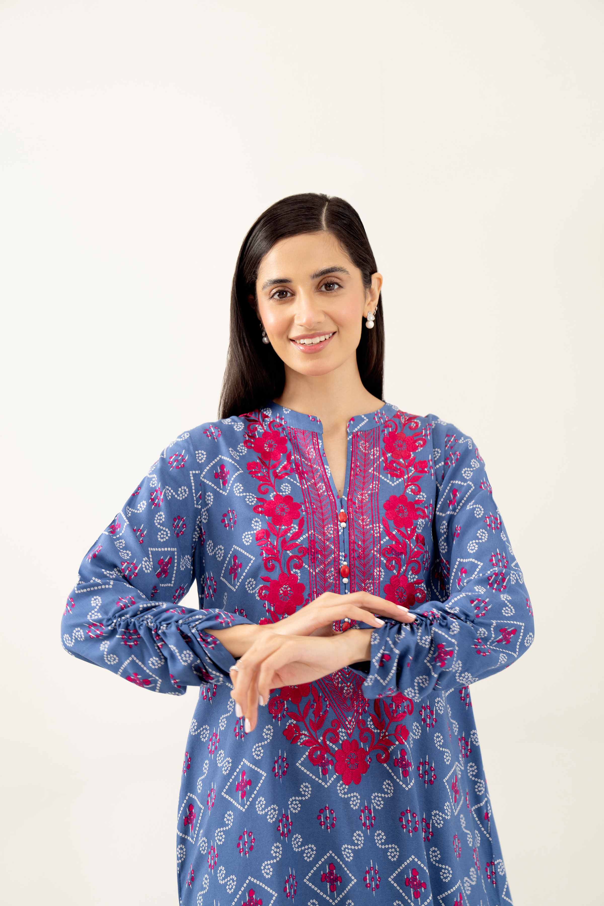 2 Piece - Printed Embroidered Suit - PW24-262