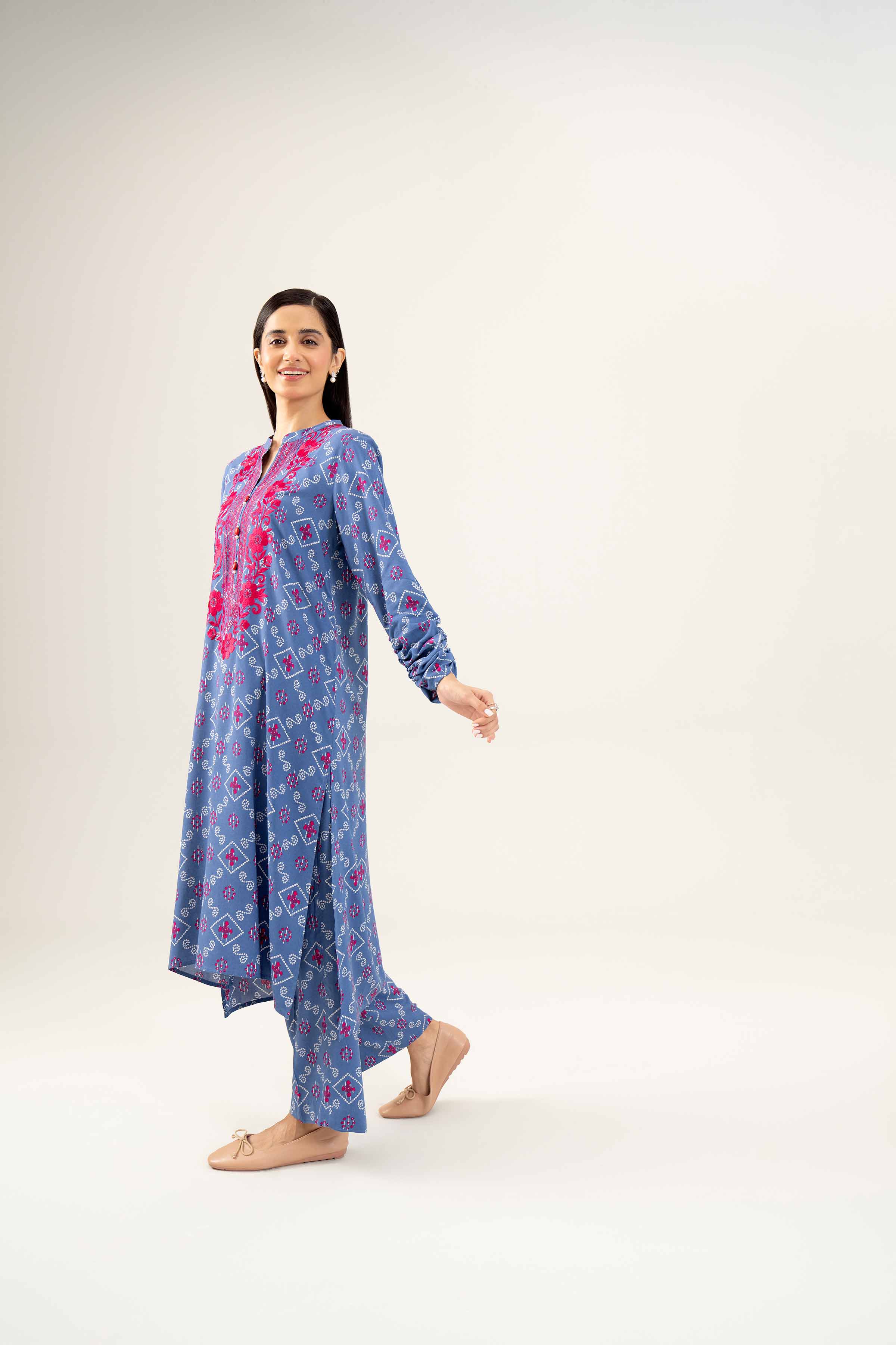 2 Piece - Printed Embroidered Suit - PW24-262