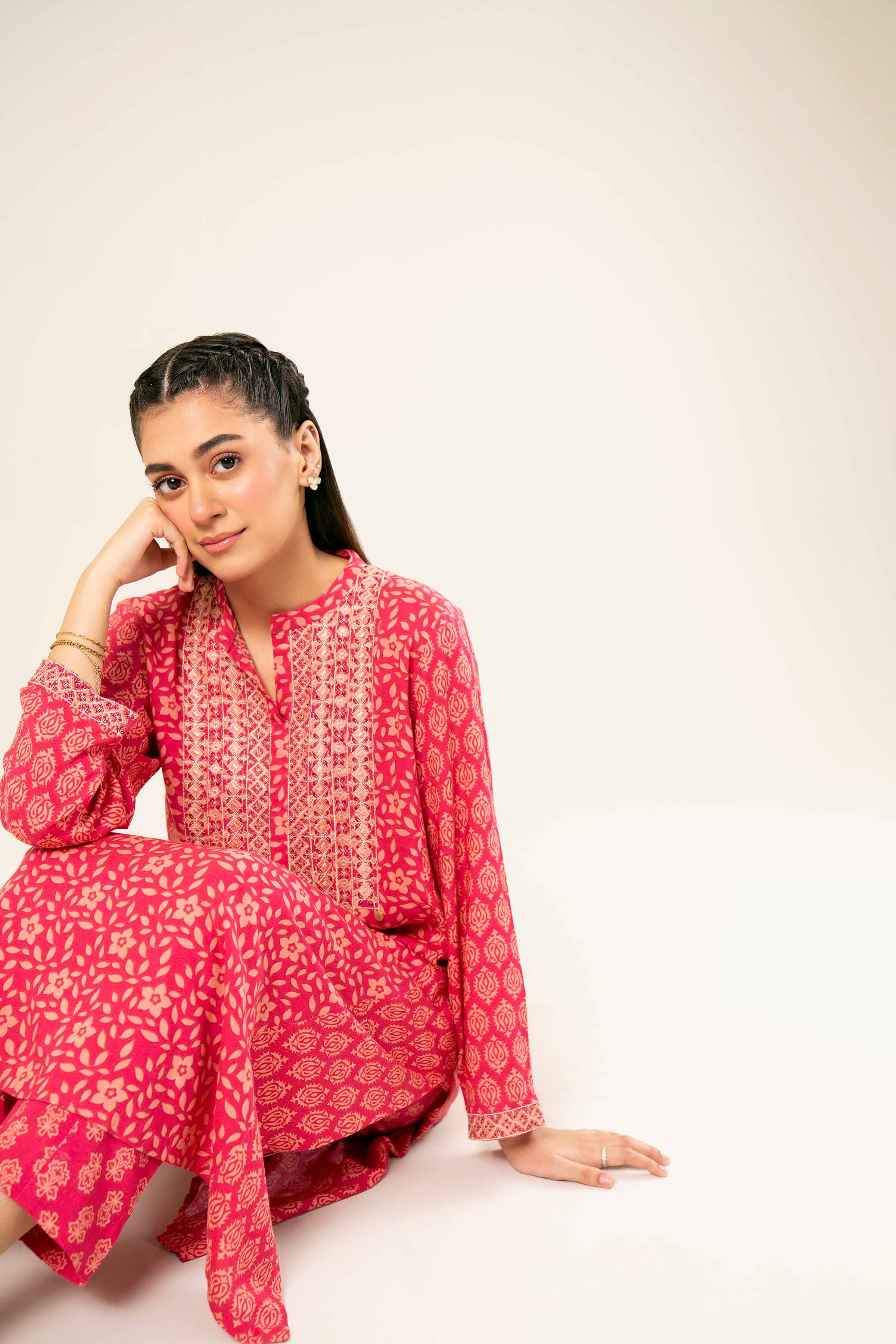 2 Piece - Printed Embroidered Suit - PW24-267