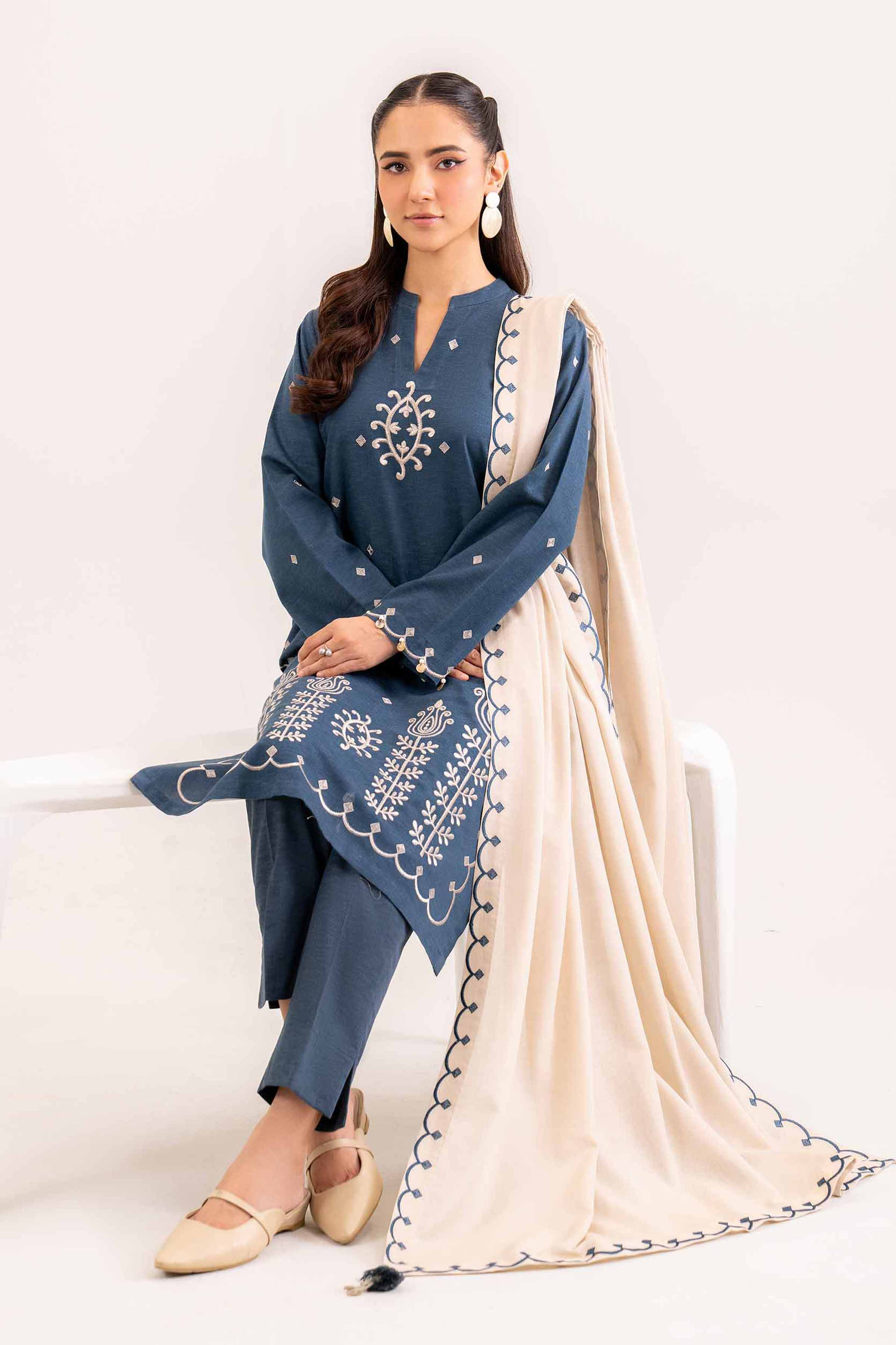3 Piece - Embroidered Suit - PW24-280