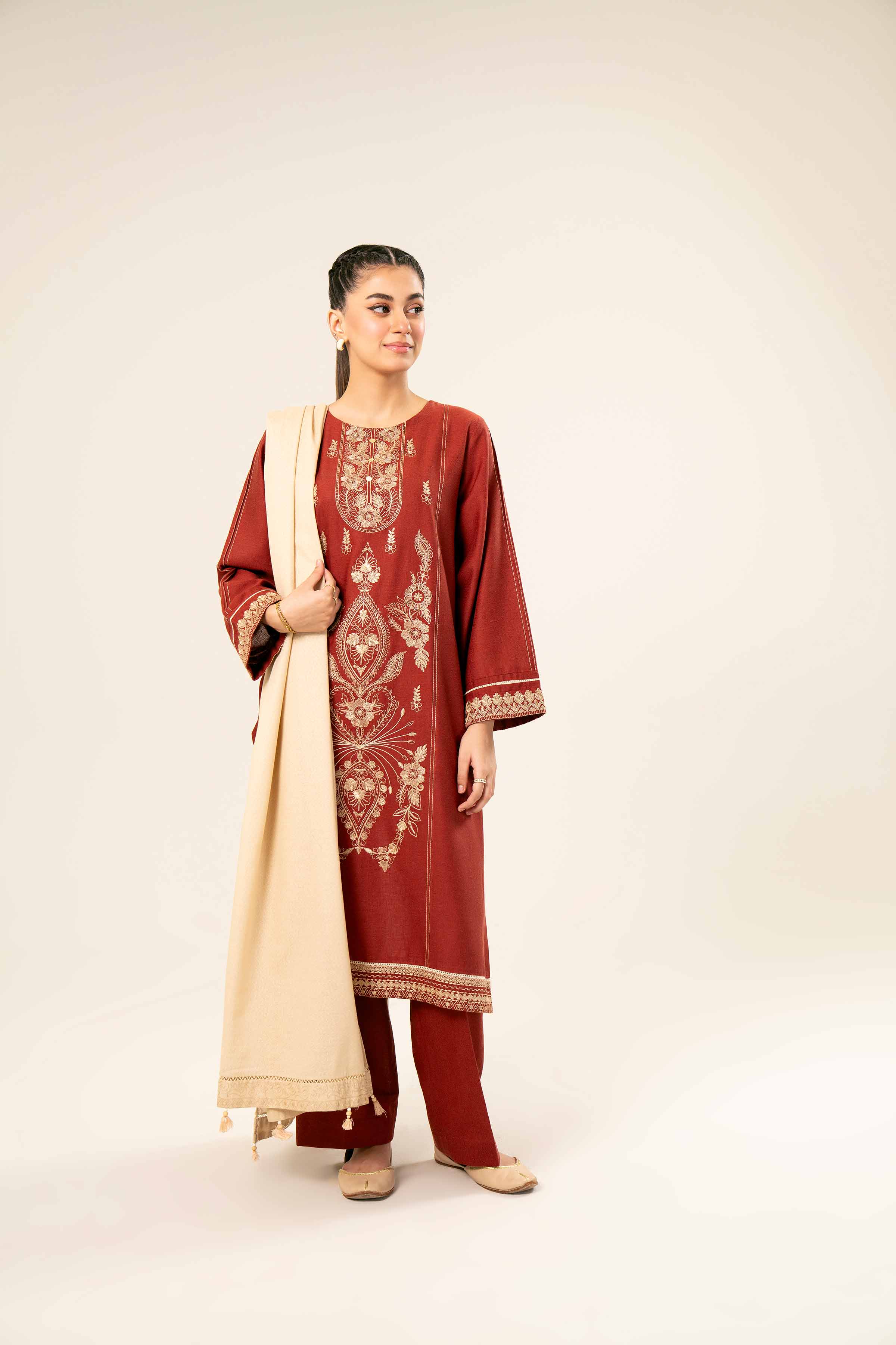 3 Piece - Embroidered Suit - PW24-282