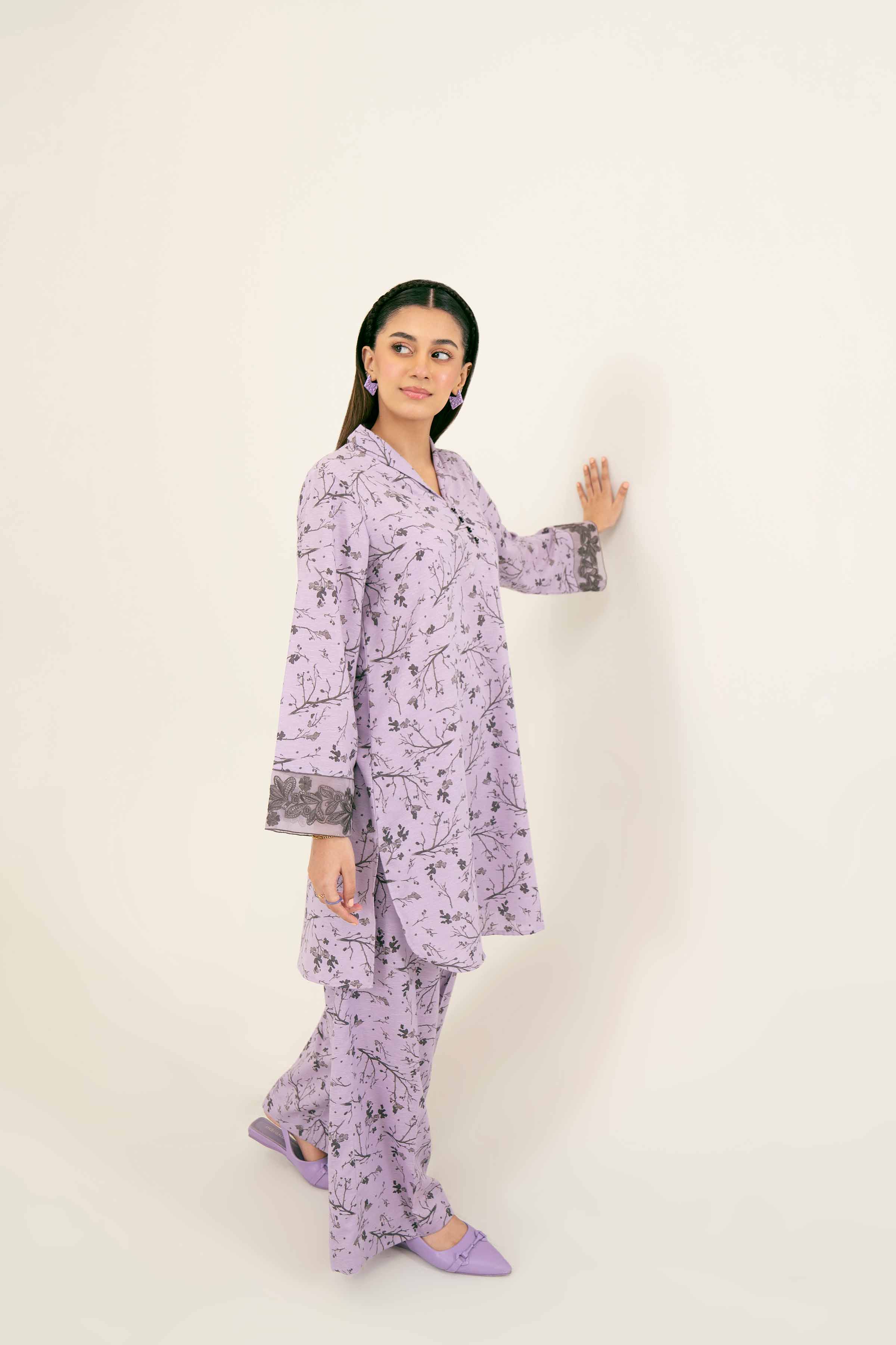 2 Piece - Printed Embroidered Suit - PW24-287