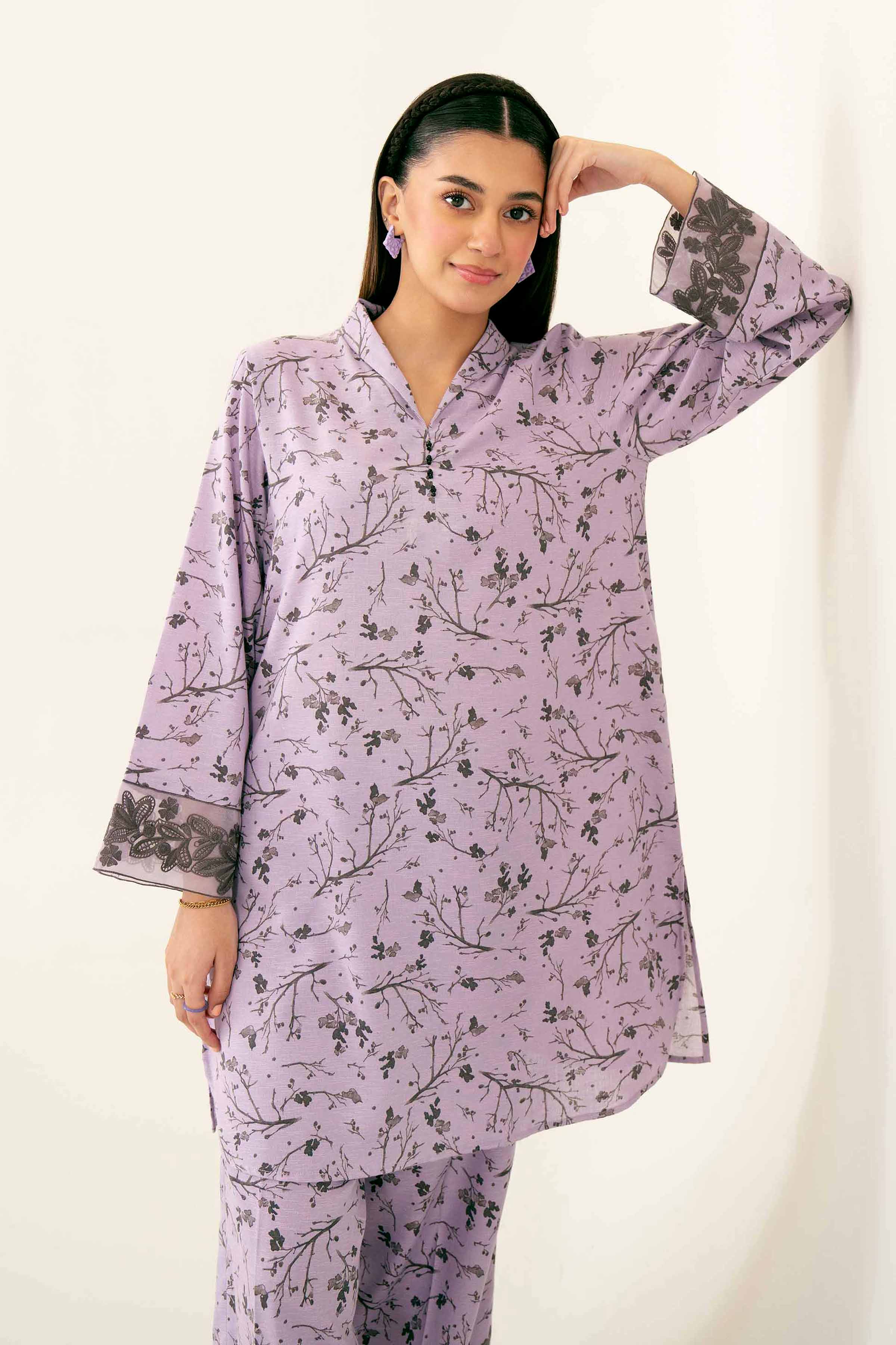 2 Piece - Printed Embroidered Suit - PW24-287