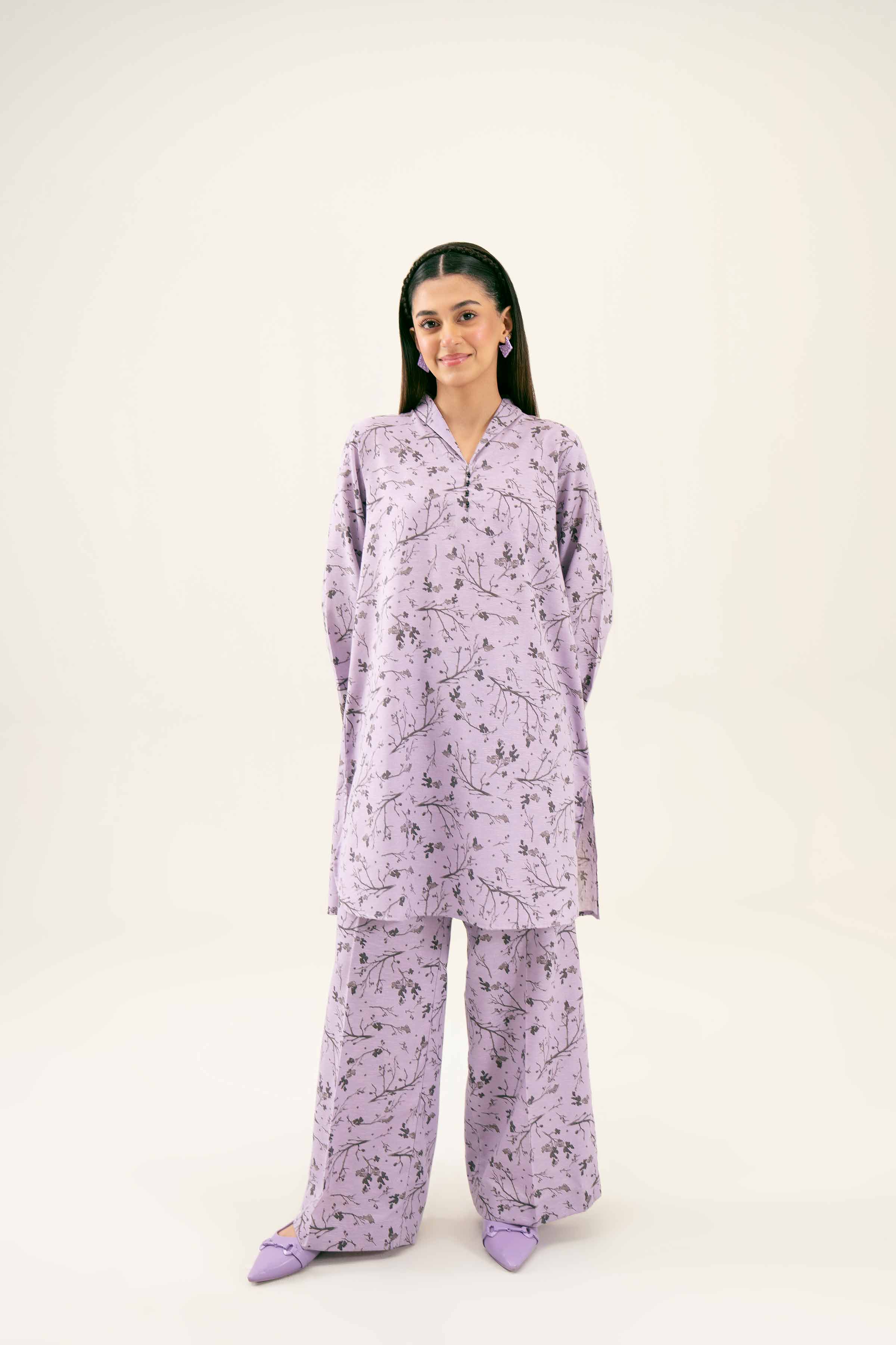 2 Piece - Printed Embroidered Suit - PW24-287