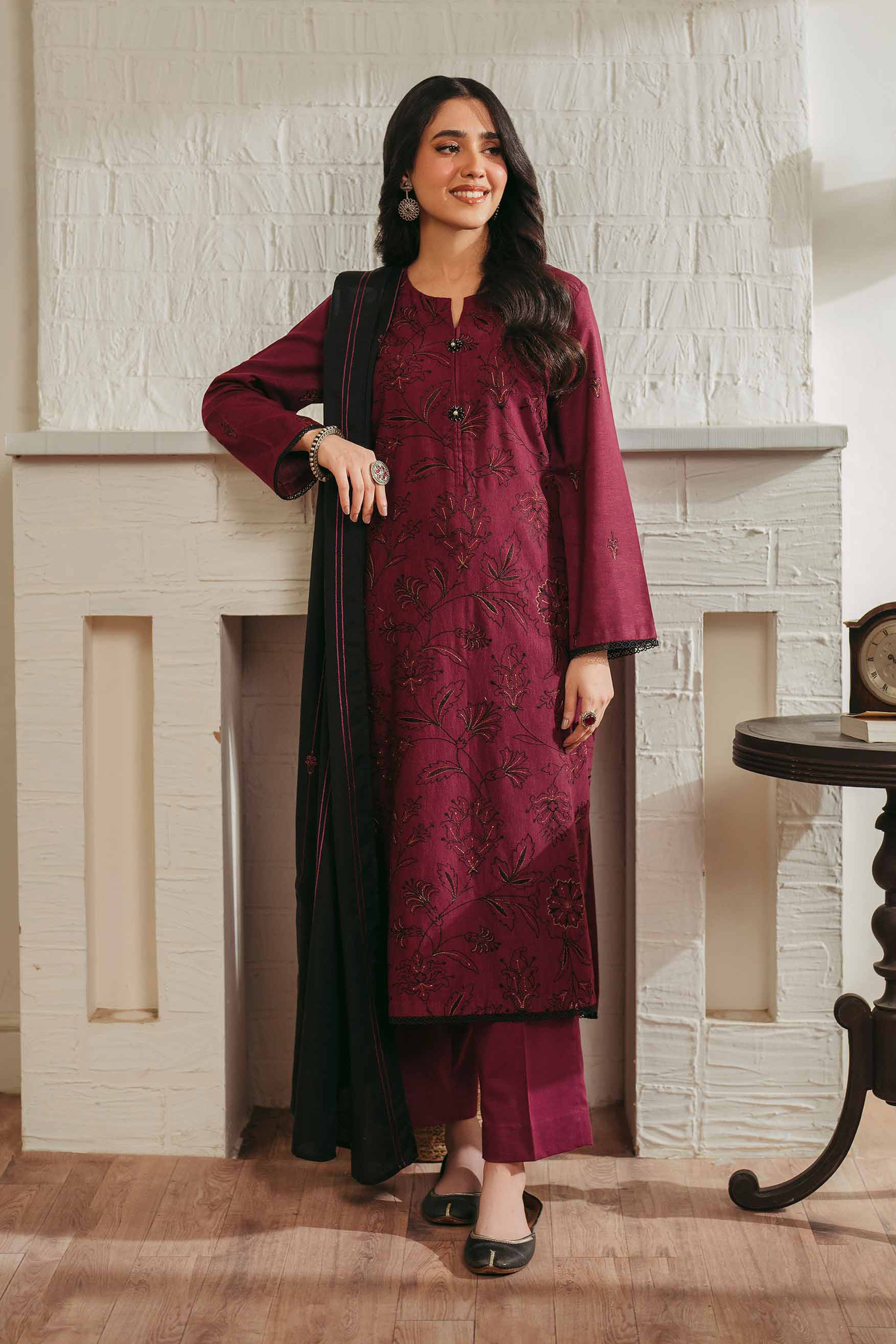 3 Piece - Embroidered Suit - PW24-295