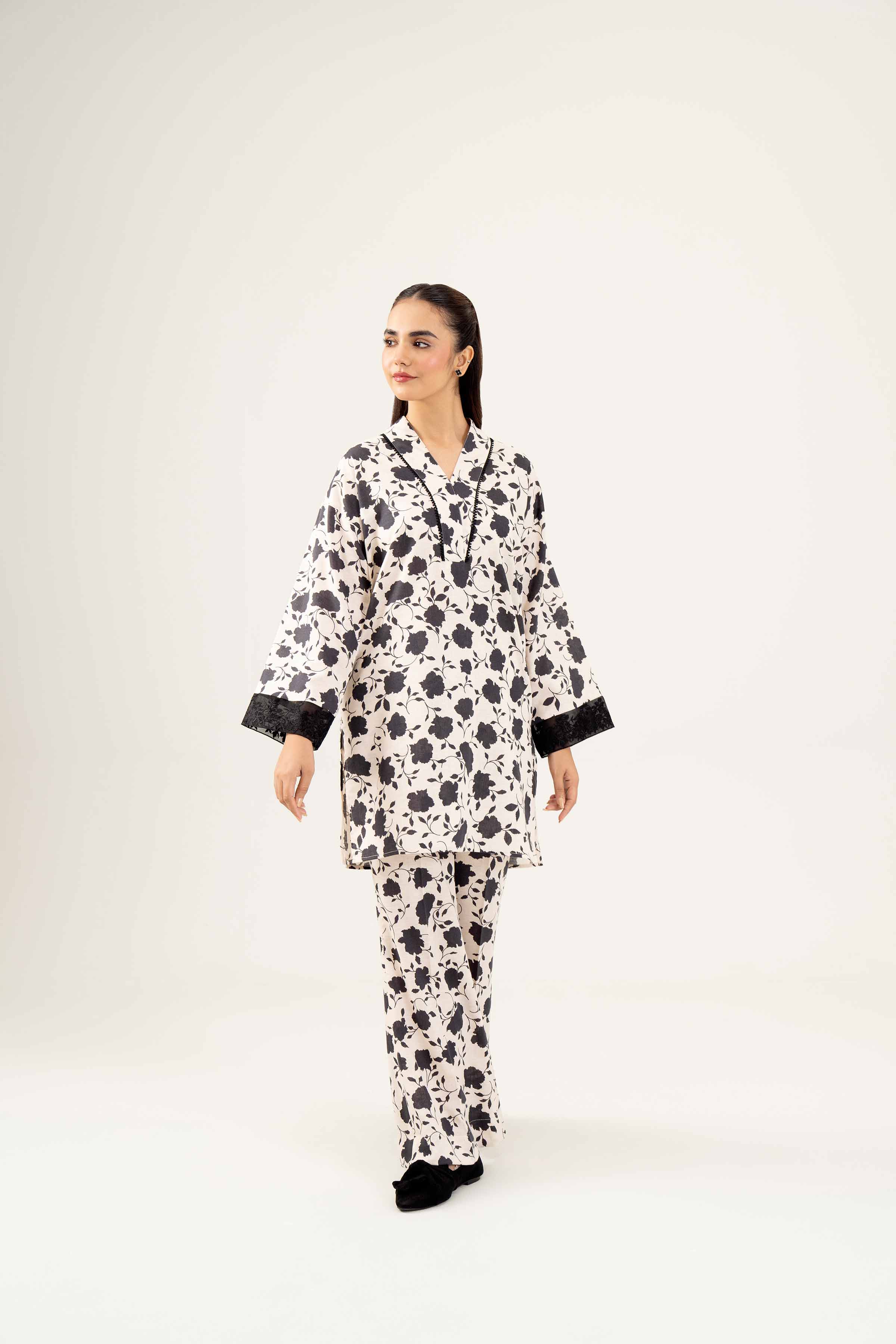 2 Piece - Printed Embroidered Suit - PW24-309