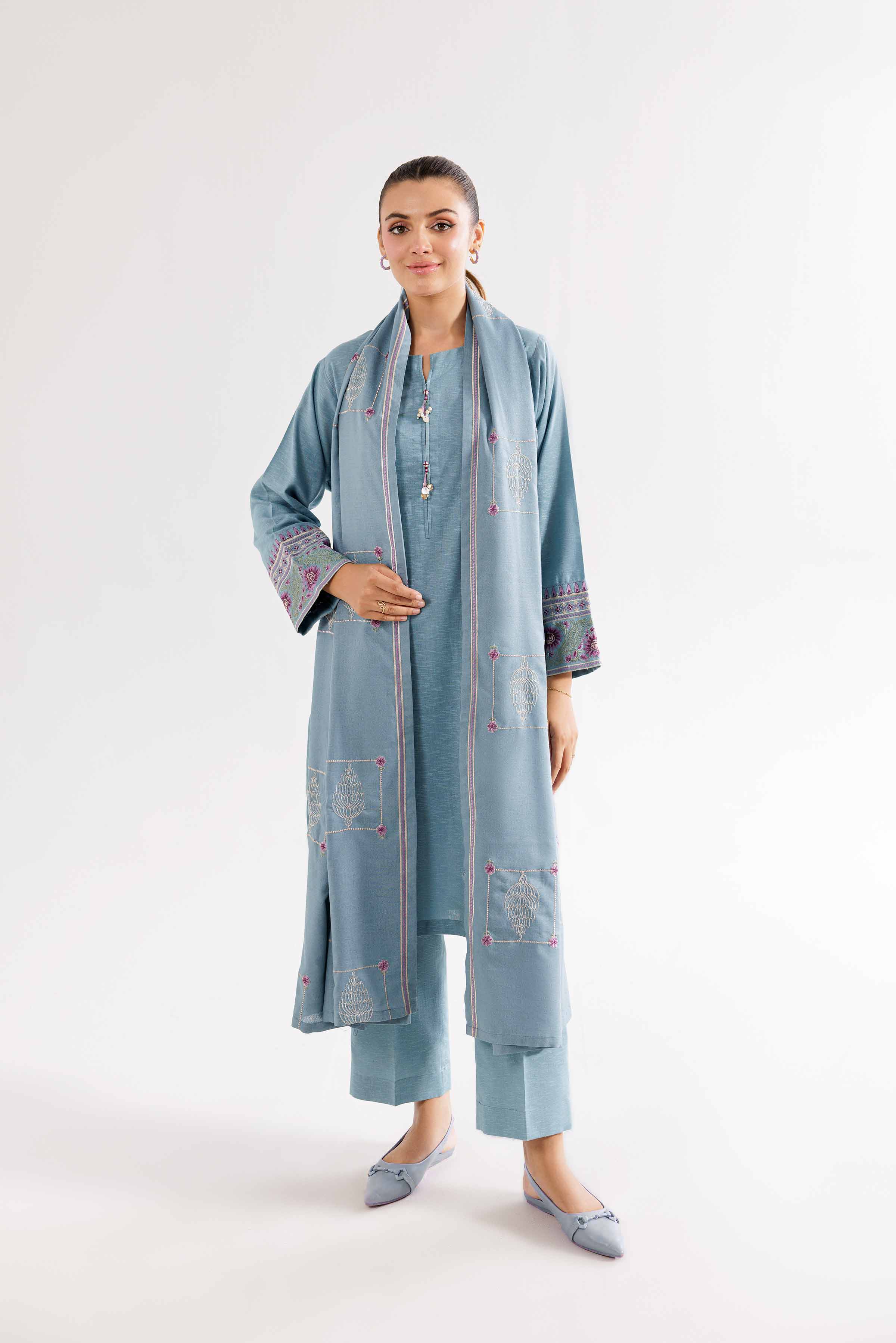 3 Piece - Embroidered Suit - PW24-312