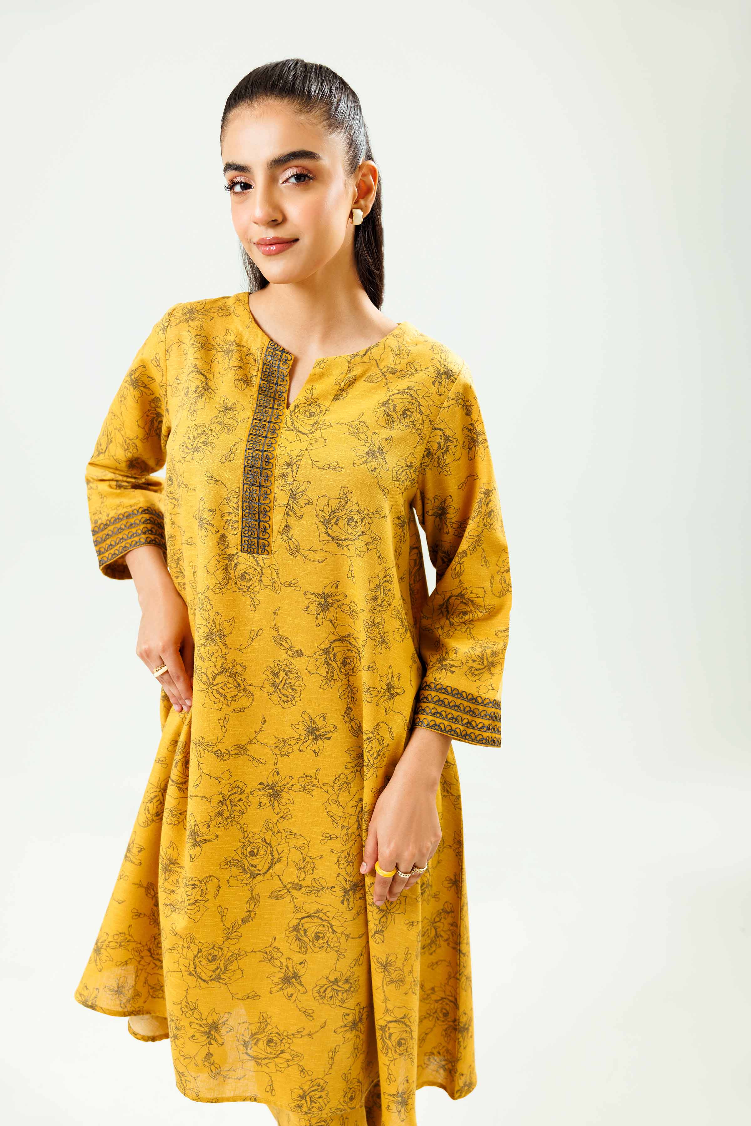 2 Piece - Printed Embroidered Suit - PW24-34