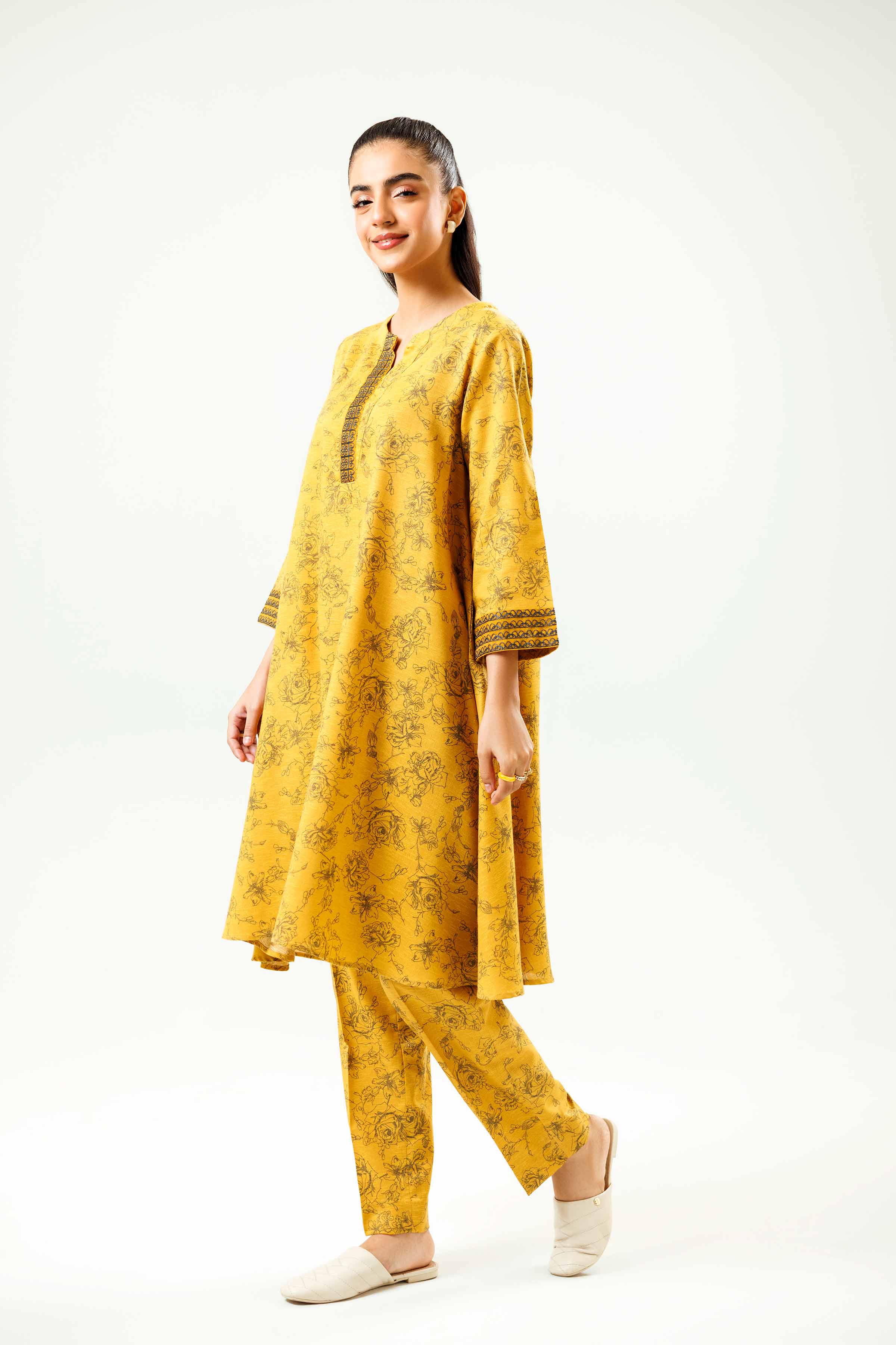2 Piece - Printed Embroidered Suit - PW24-34