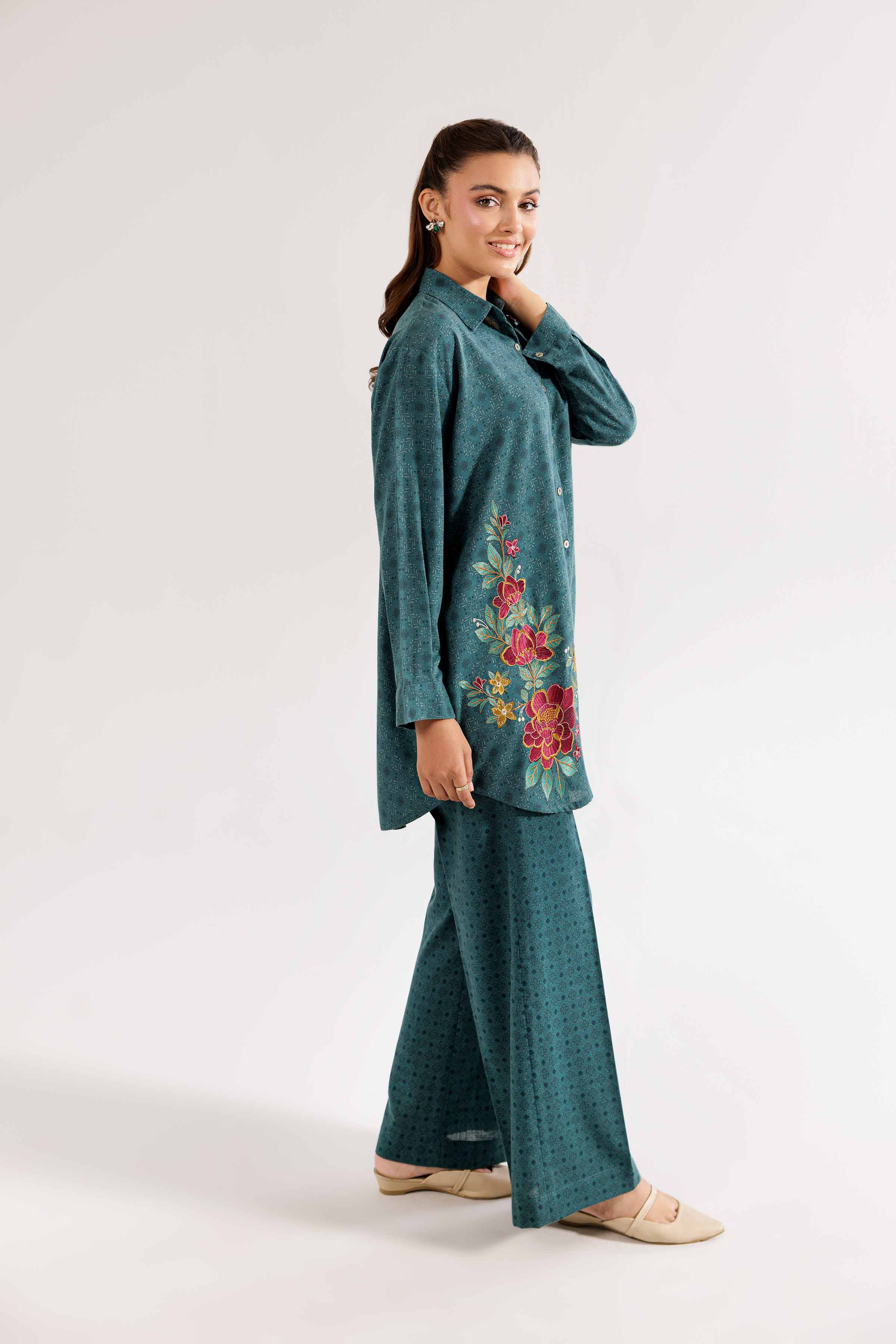 2 Piece - Printed Embroidered Suit - PW24-343