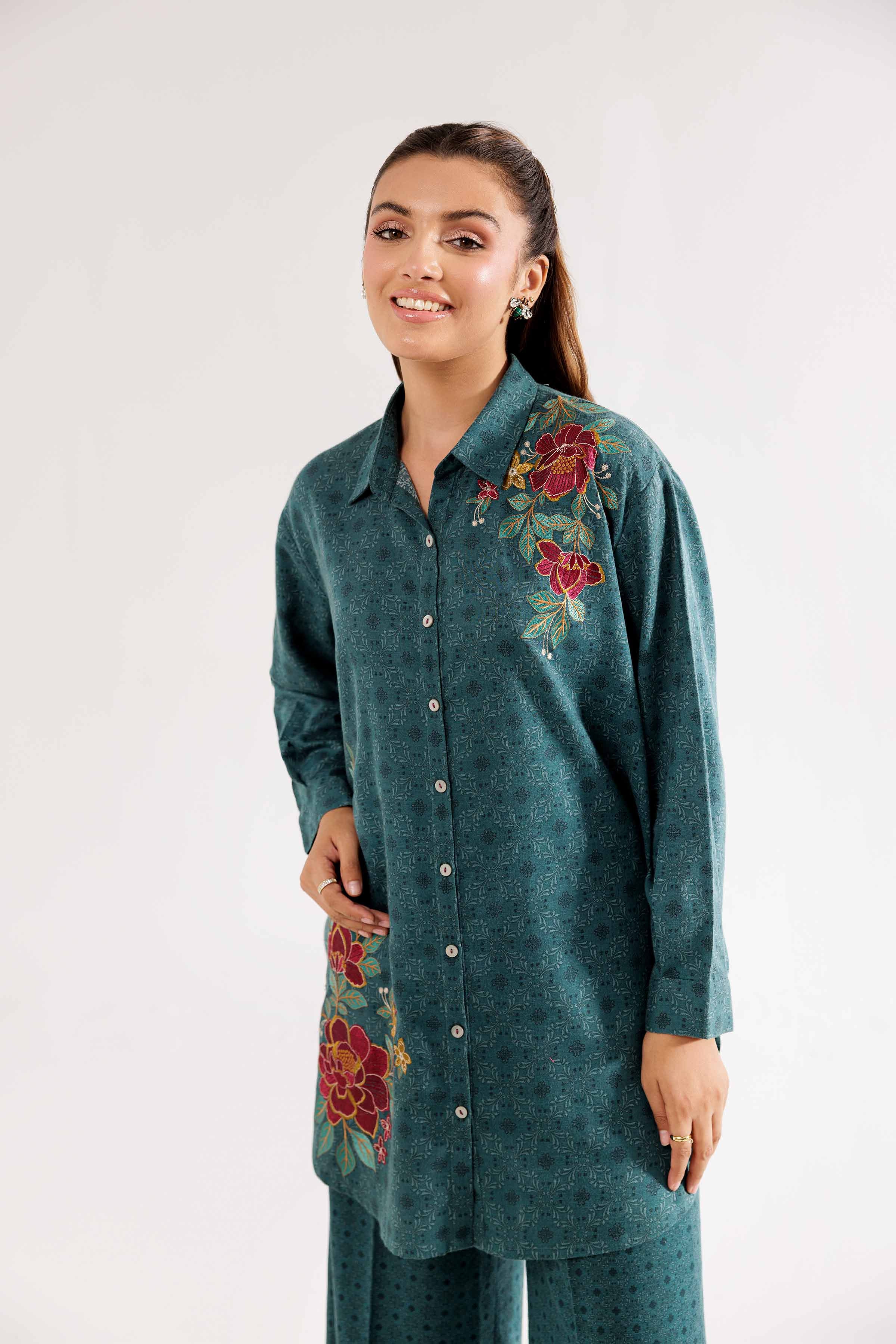 2 Piece - Printed Embroidered Suit - PW24-343