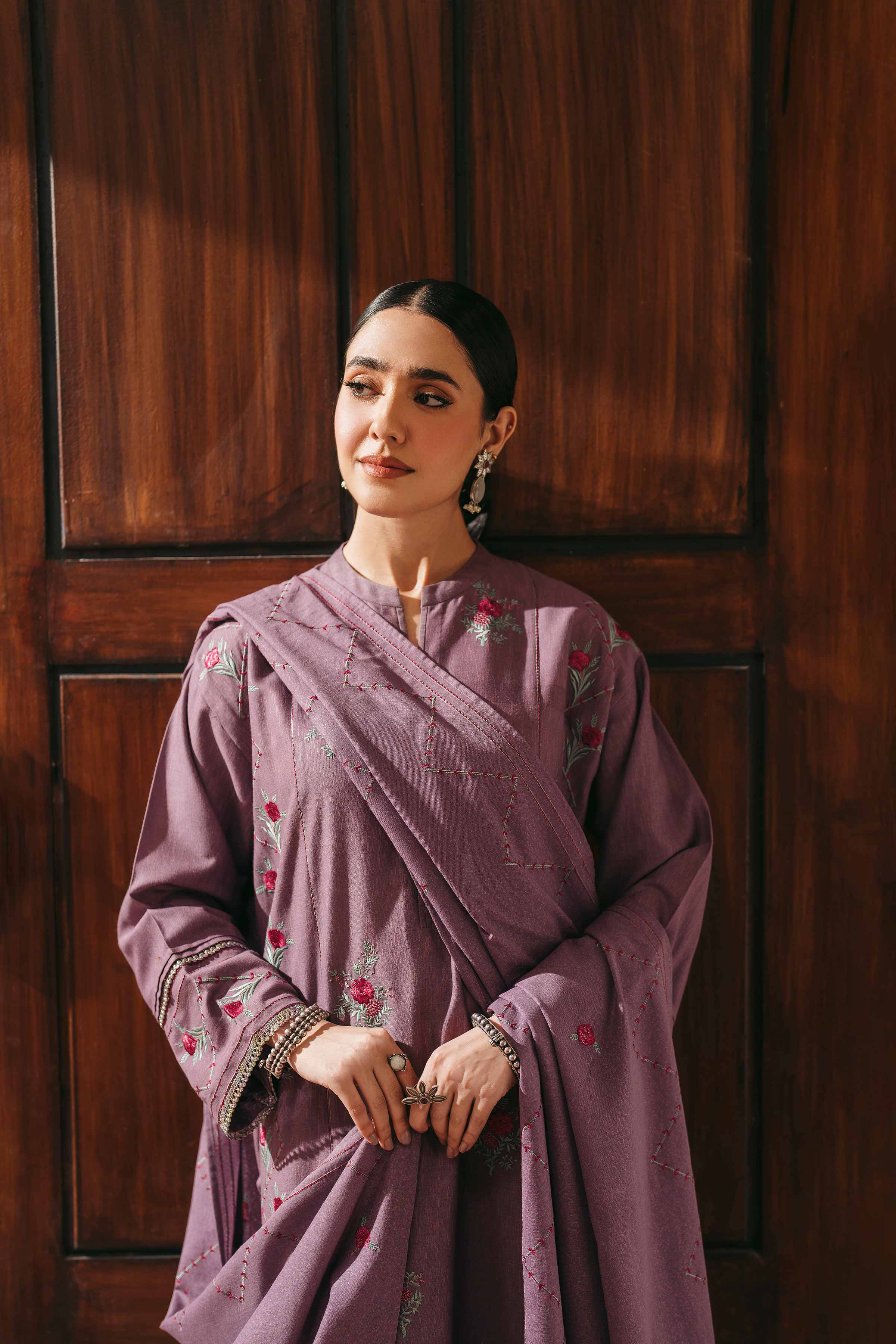 3 Piece - Embroidered Suit - PW24-357