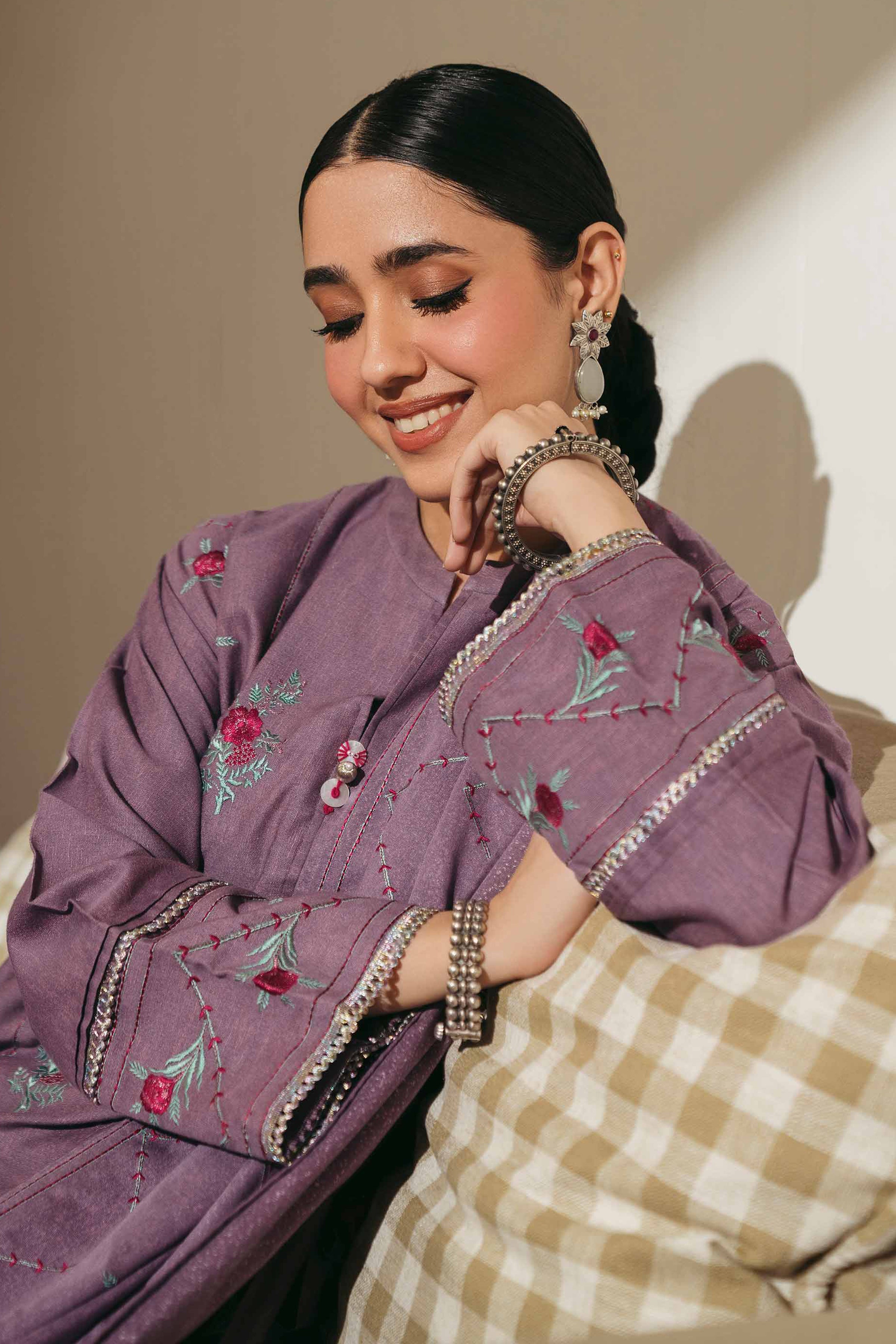 3 Piece - Embroidered Suit - PW24-357