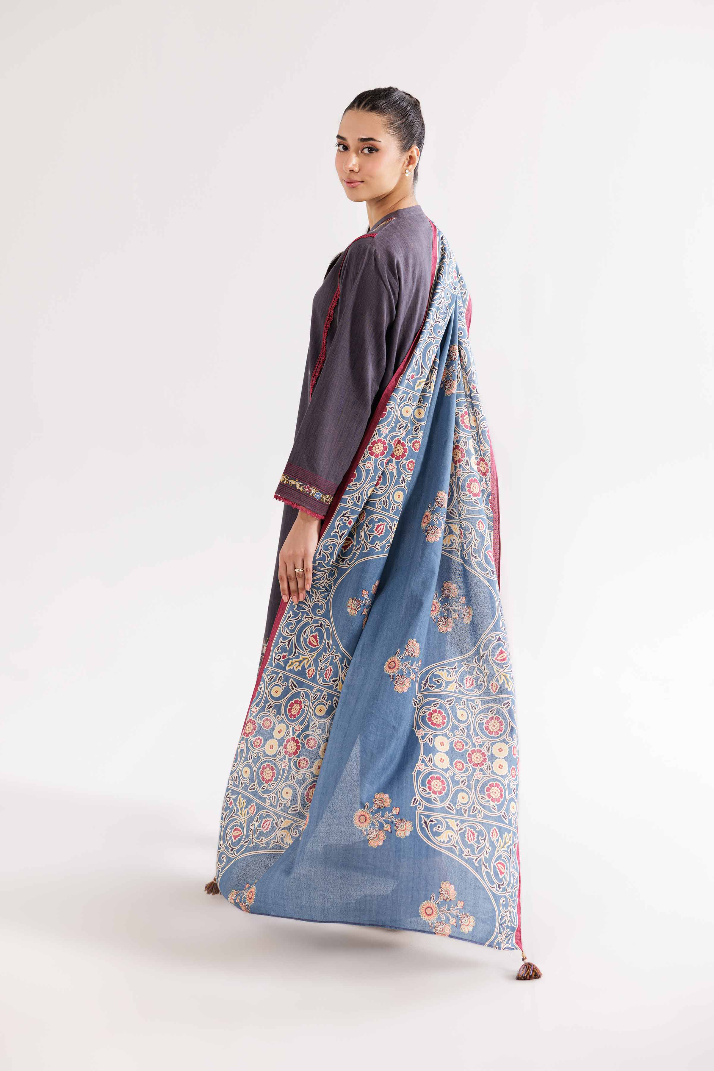 3 Piece - Printed Embroidered Suit - PW24-362
