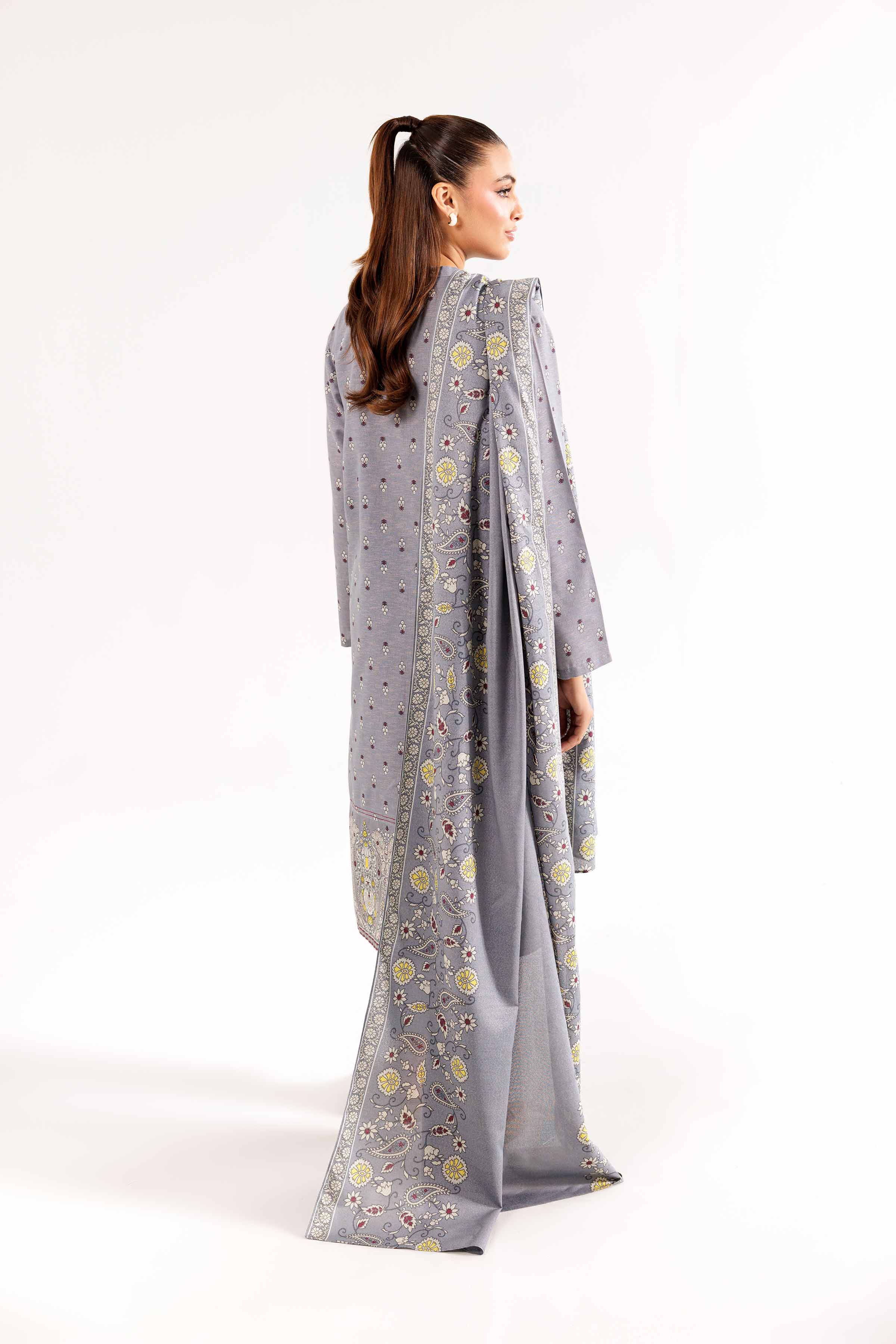 3 Piece - Printed Embroidered Suit - PW24-386