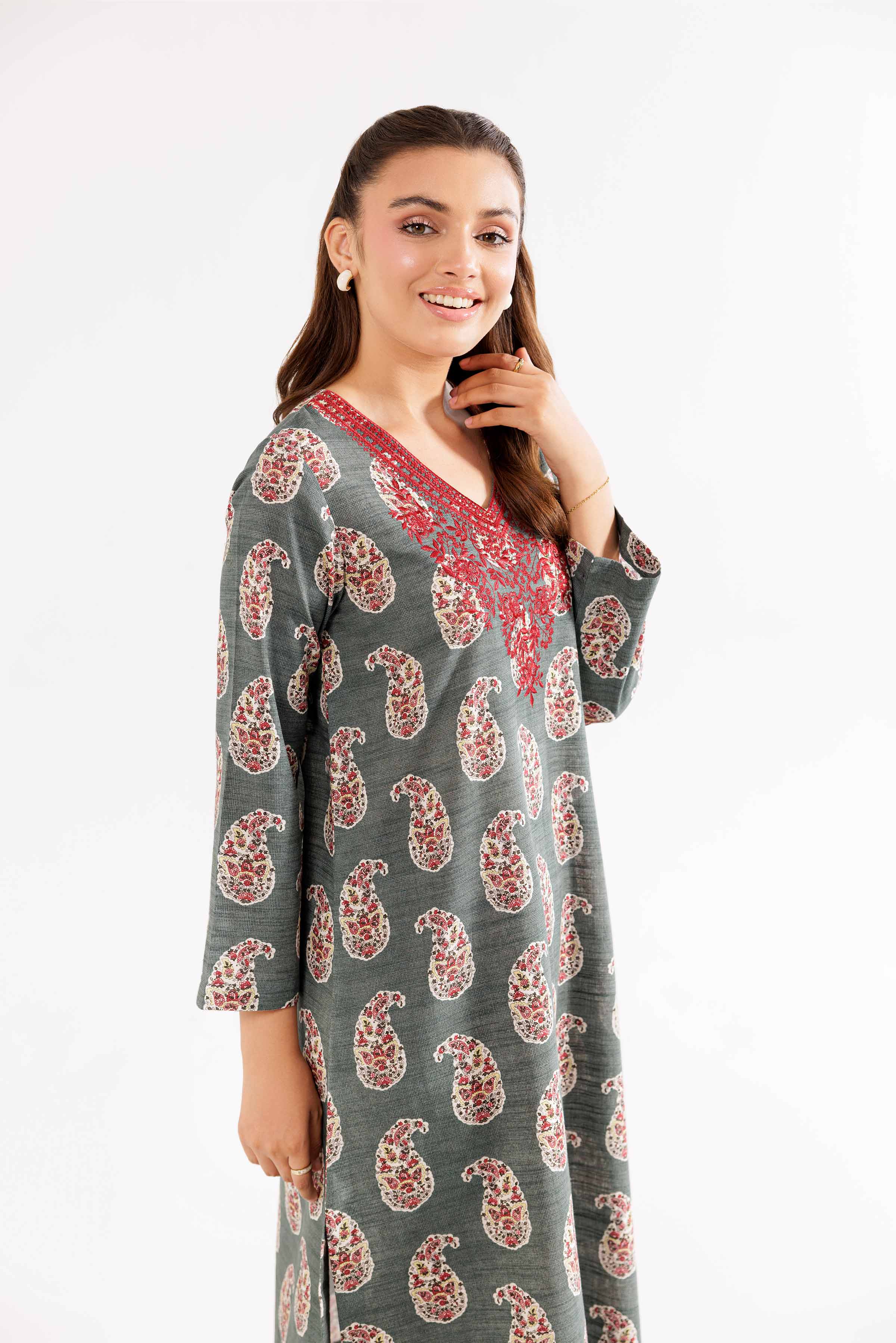 2 Piece - Printed Embroidered Suit - PW24-406