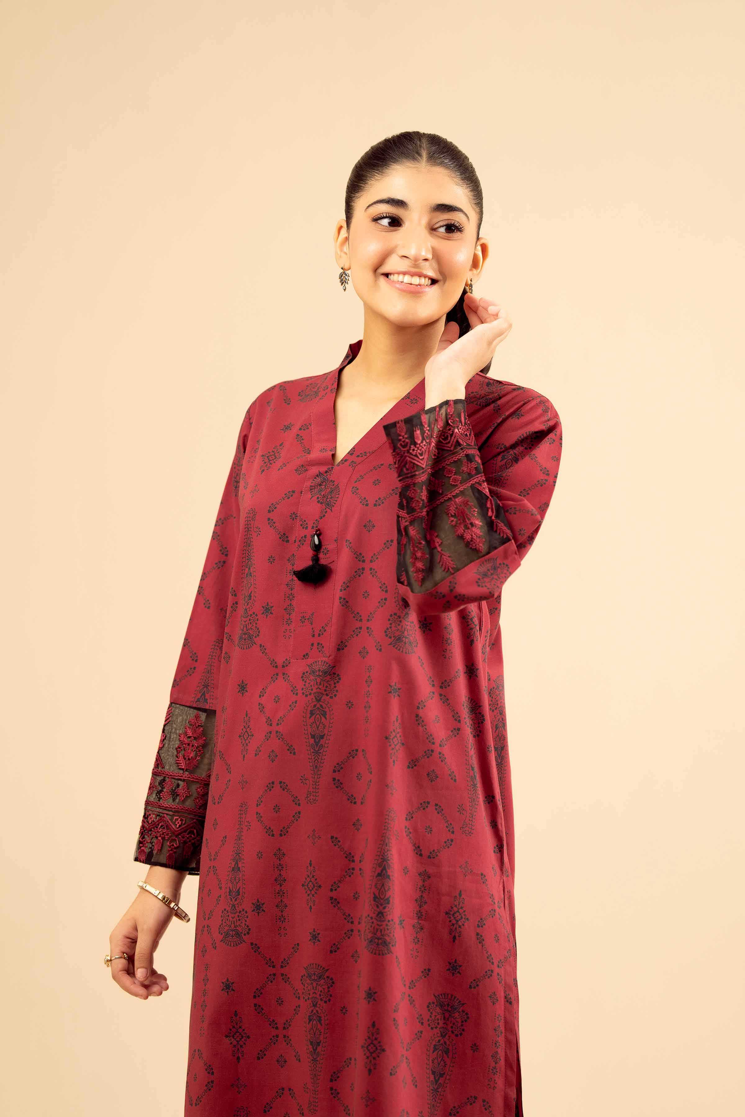 2 Piece - Printed Embroidered Suit - PW25-09 for Women - Pret Collection | Nishat | Shop Online