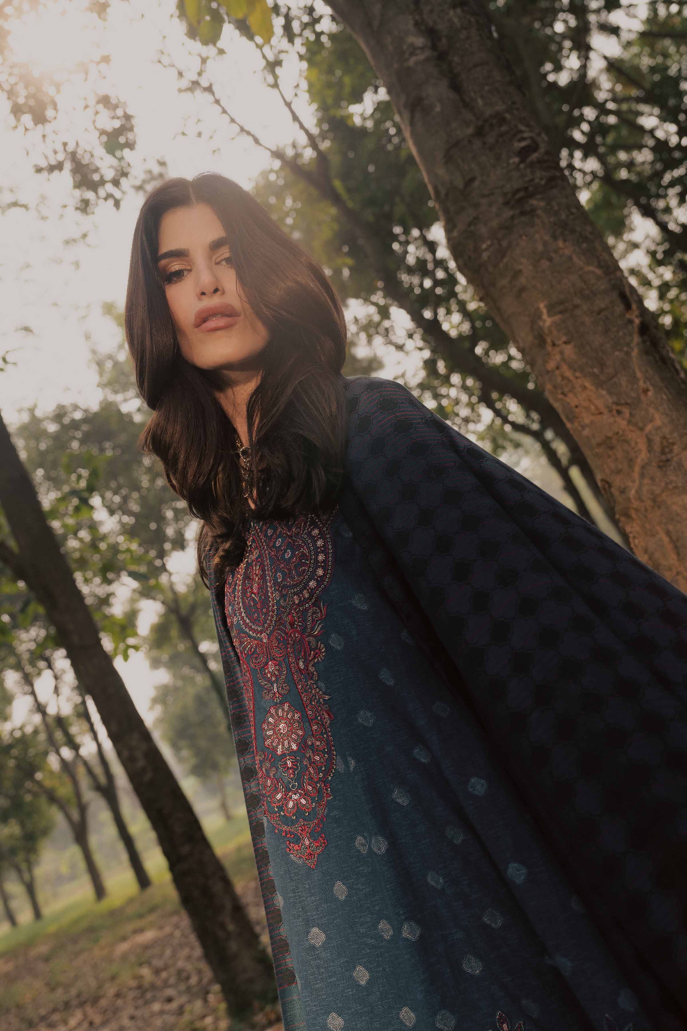 3 Piece - Printed Embroidered Suit - PW25-179
