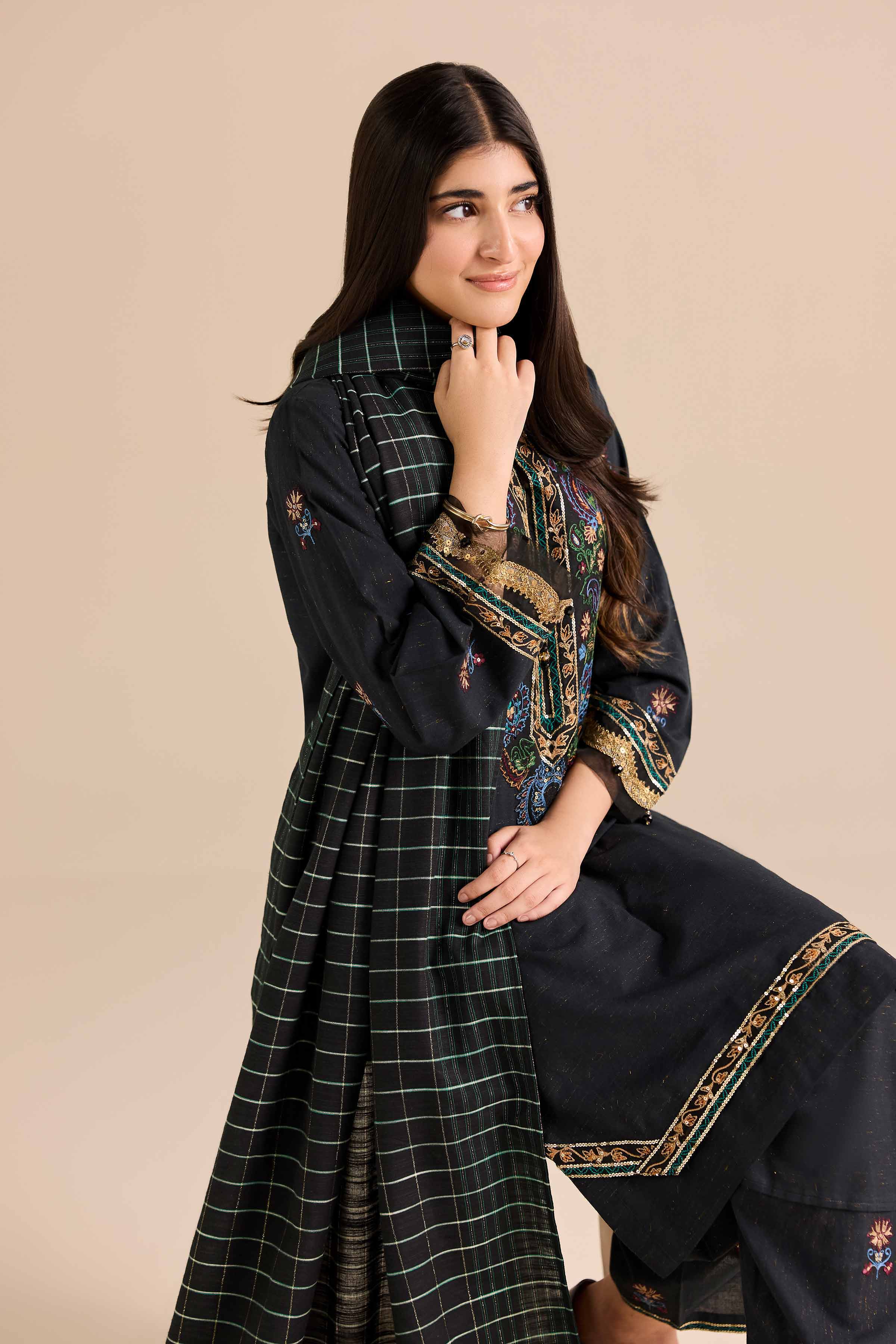 3 Piece - Embroidered Suit - PW25-265