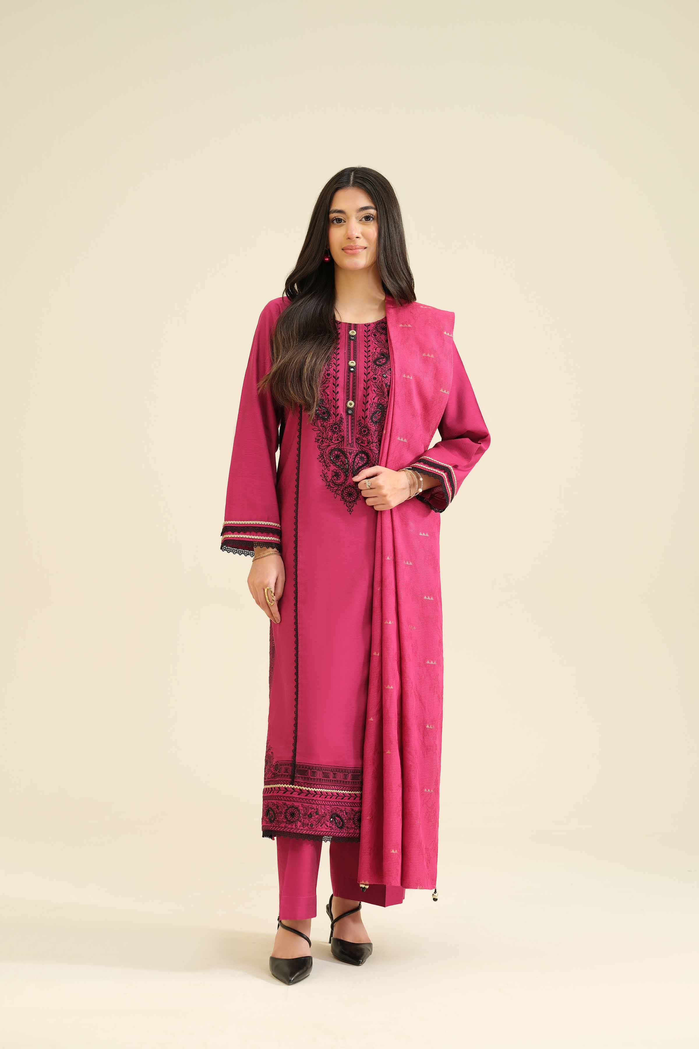 3 Piece - Embroidered Suit - PW25-402 for Women - Pret Collection | Nishat | Shop Online