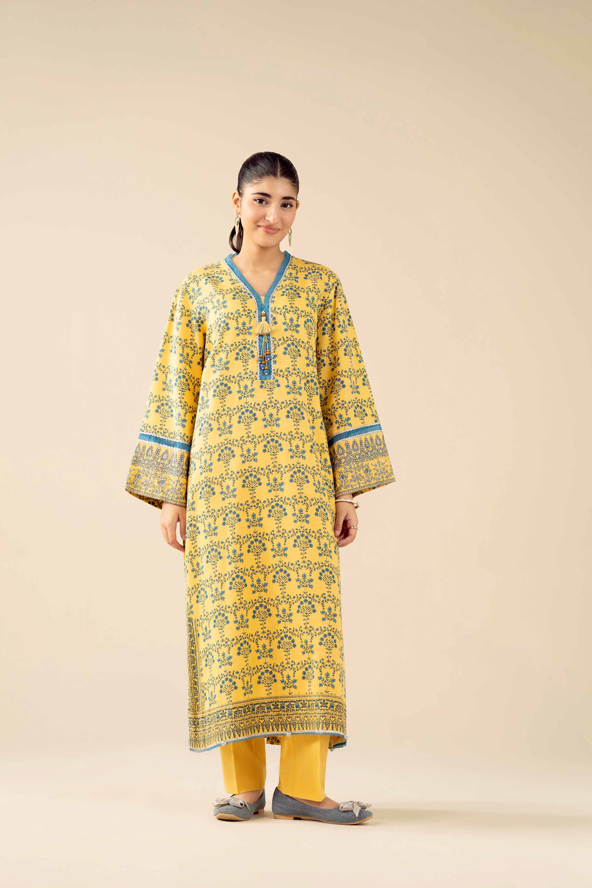 2 Piece - Printed Embroidered Suit - PW25-432