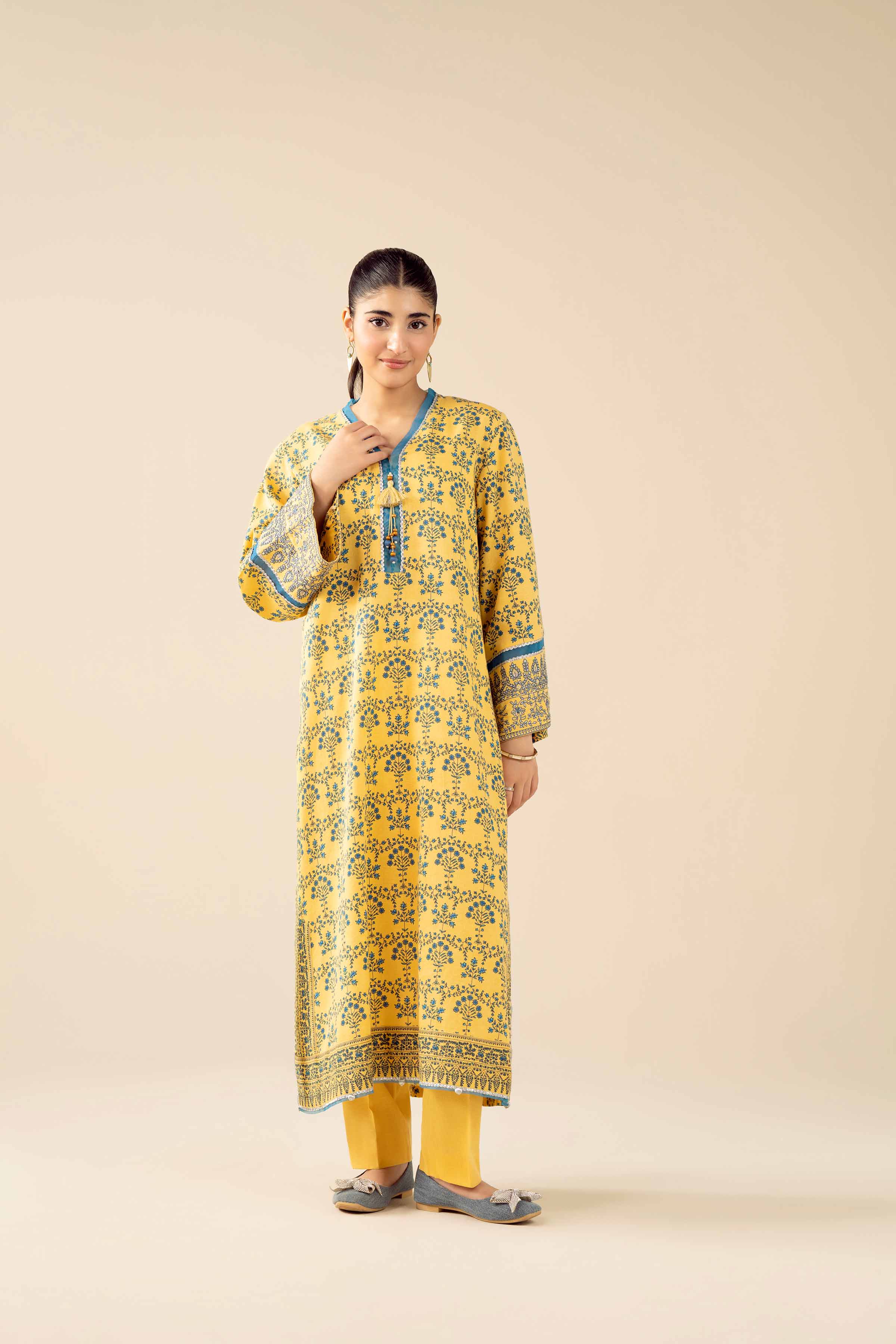 2 Piece - Printed Embroidered Suit - PW25-432