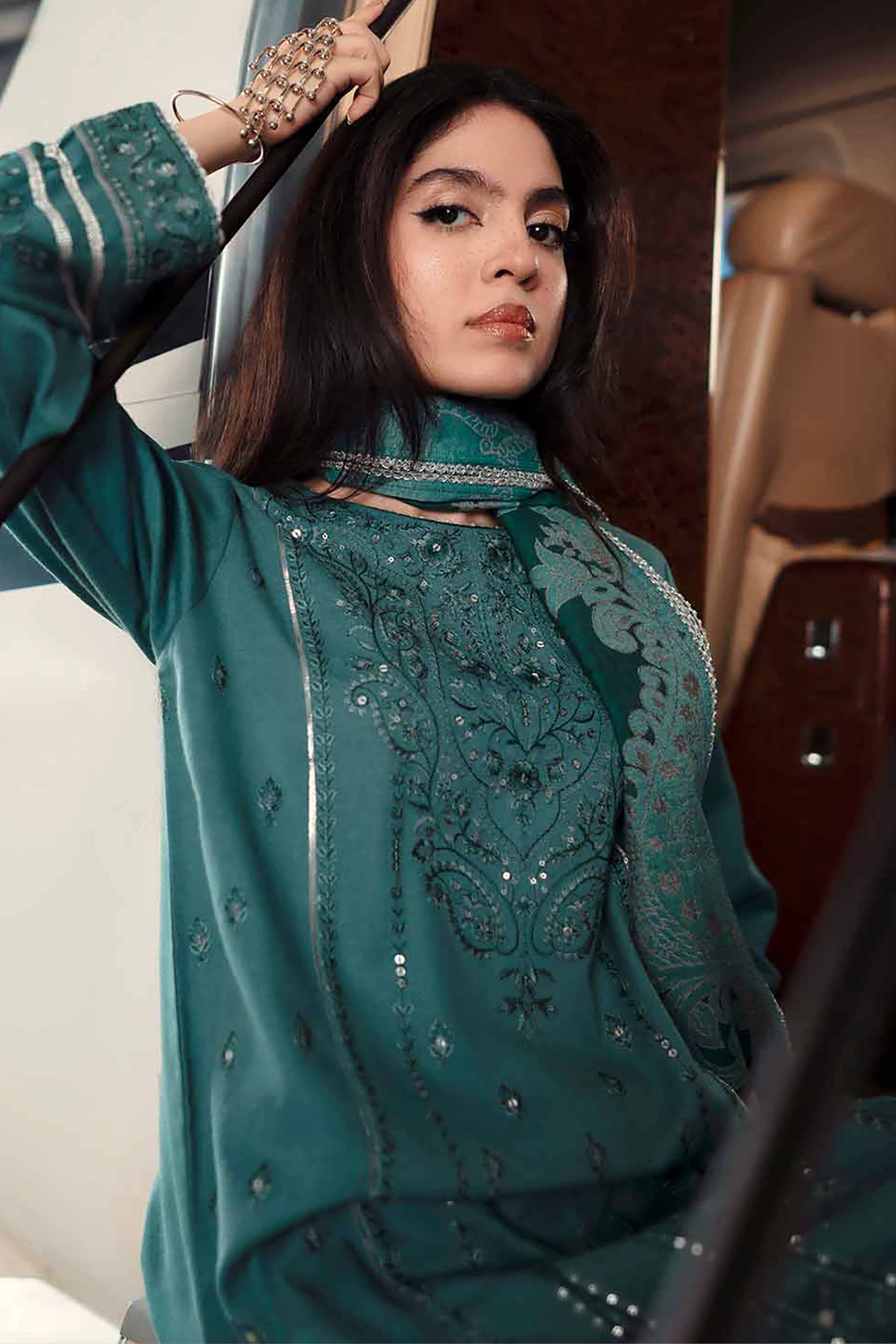 3 Piece - Embroidered Suit - PW25-435