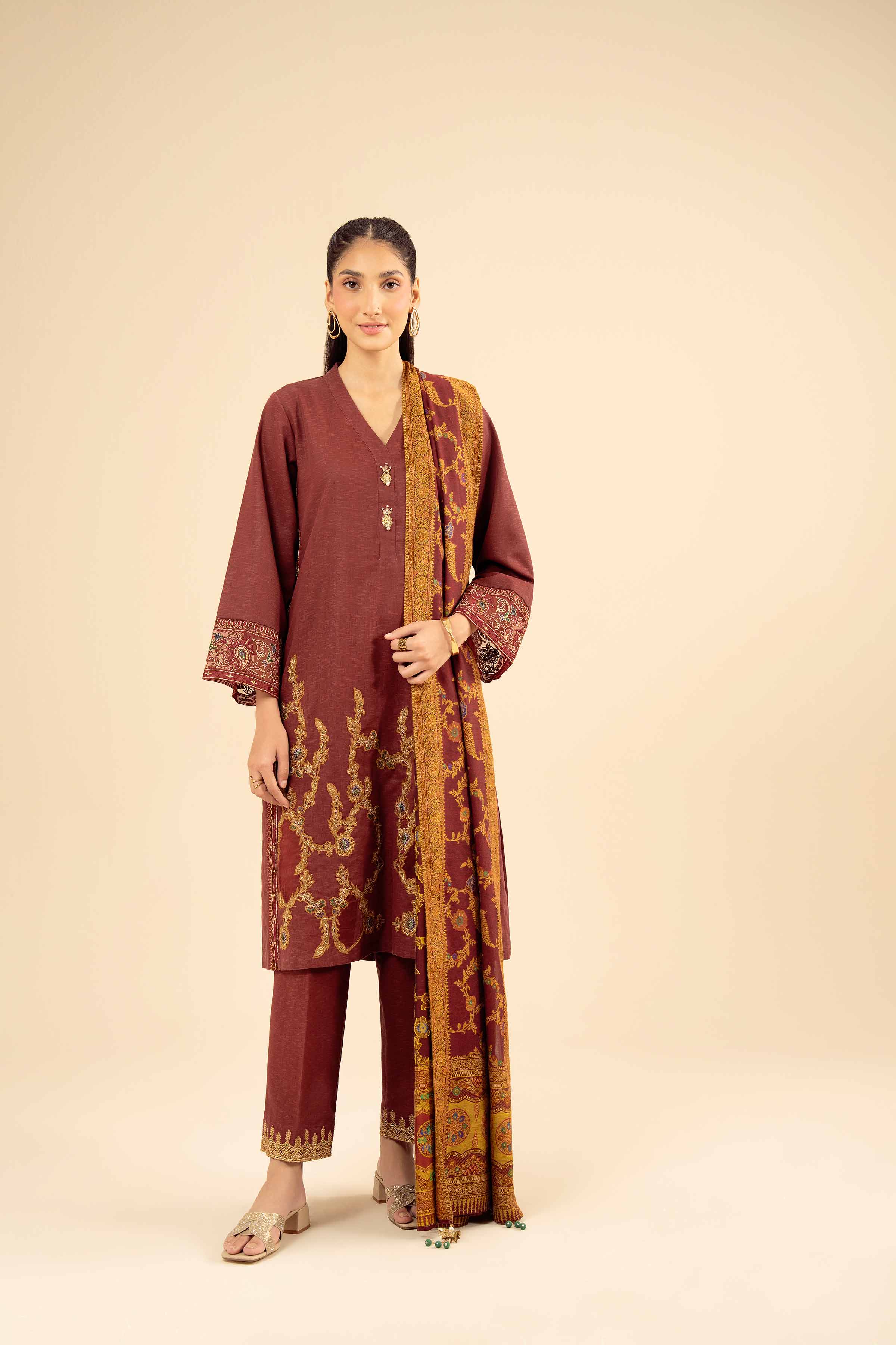 3 Piece - Embroidered Suit - PW25-445 for Women - Pret Collection | Nishat | Shop Online