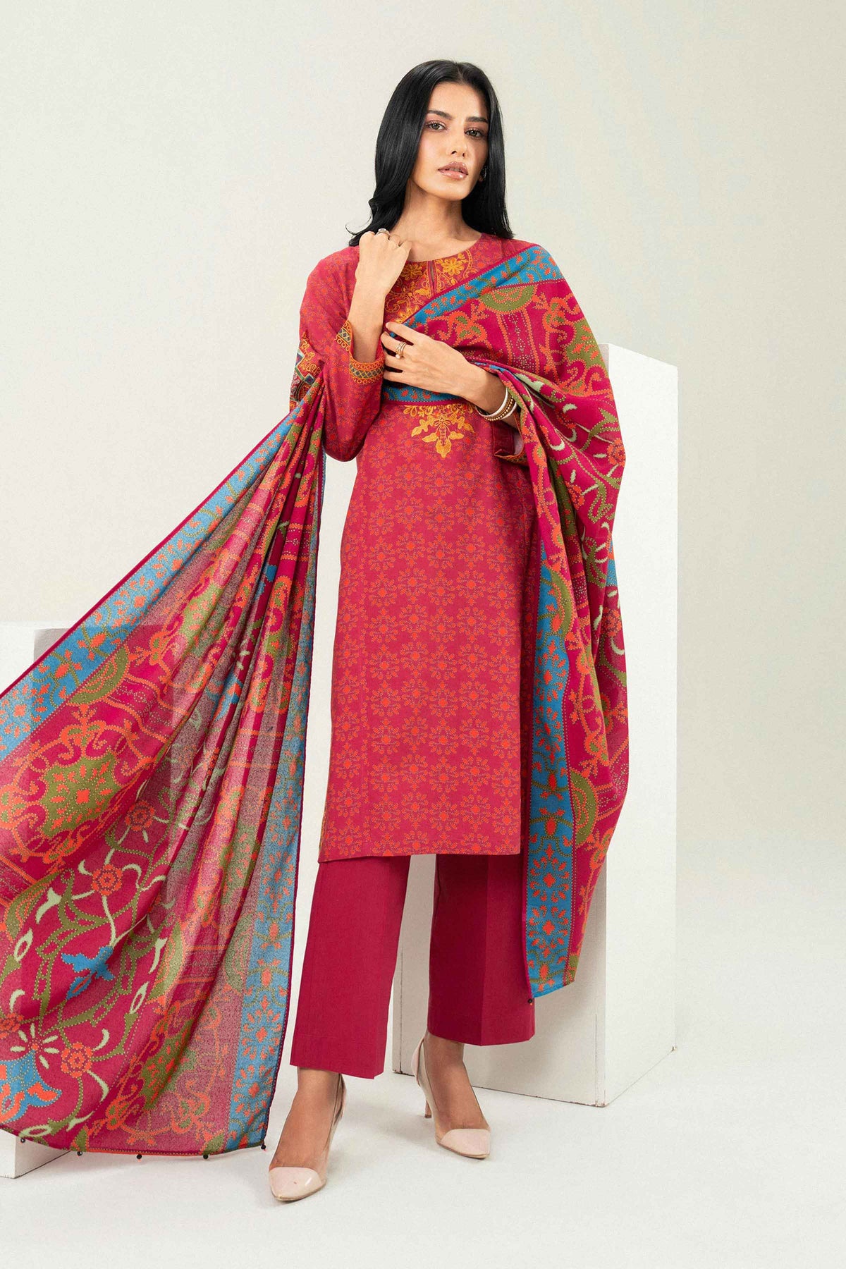 3 Piece - Printed Embroidered Suit - PW25-463 for Women - Pret Collection | Nishat | Shop Online