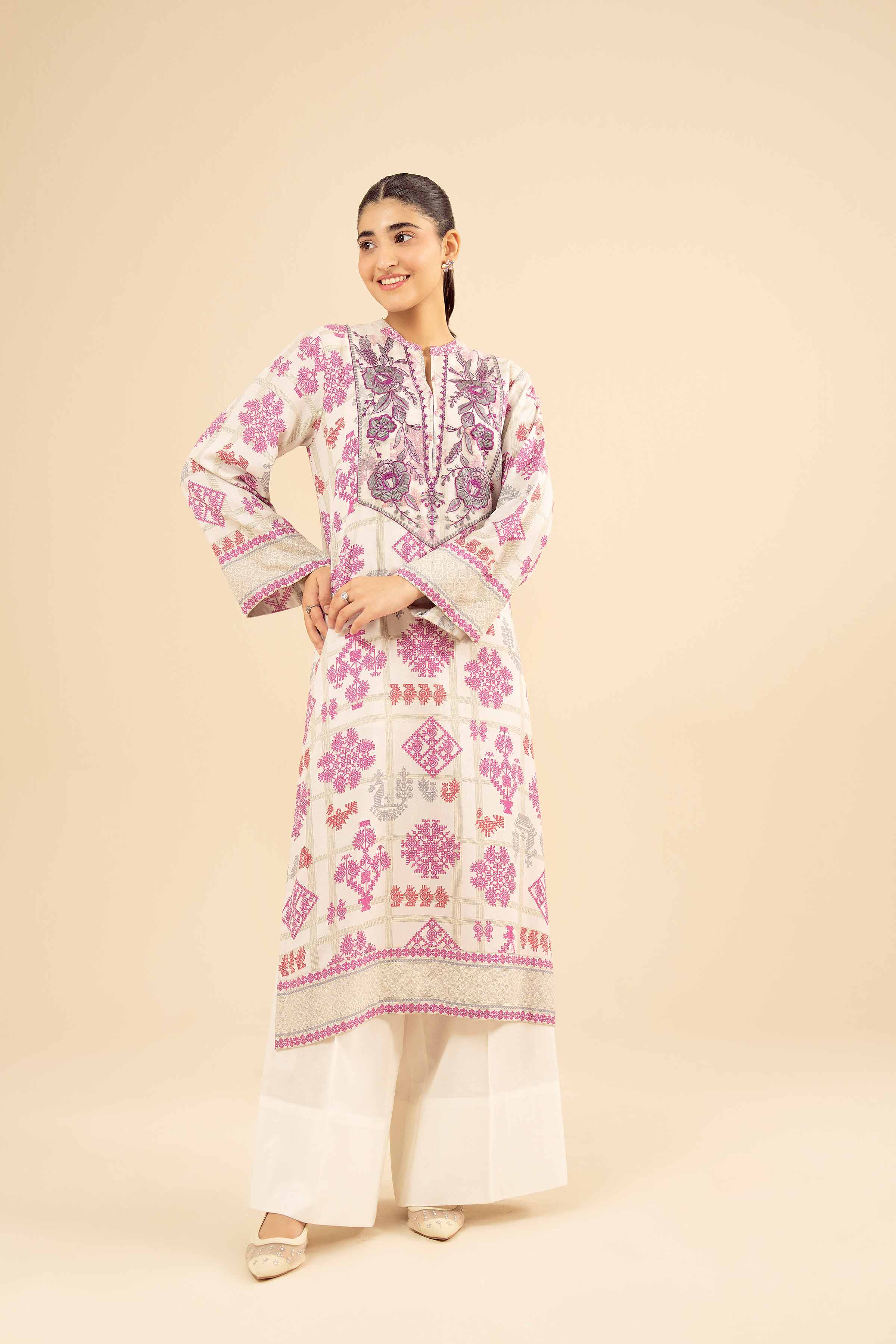 Printed Embroidered Shirt - PW25-57 for Women - Pret Collection | Nishat | Shop Online