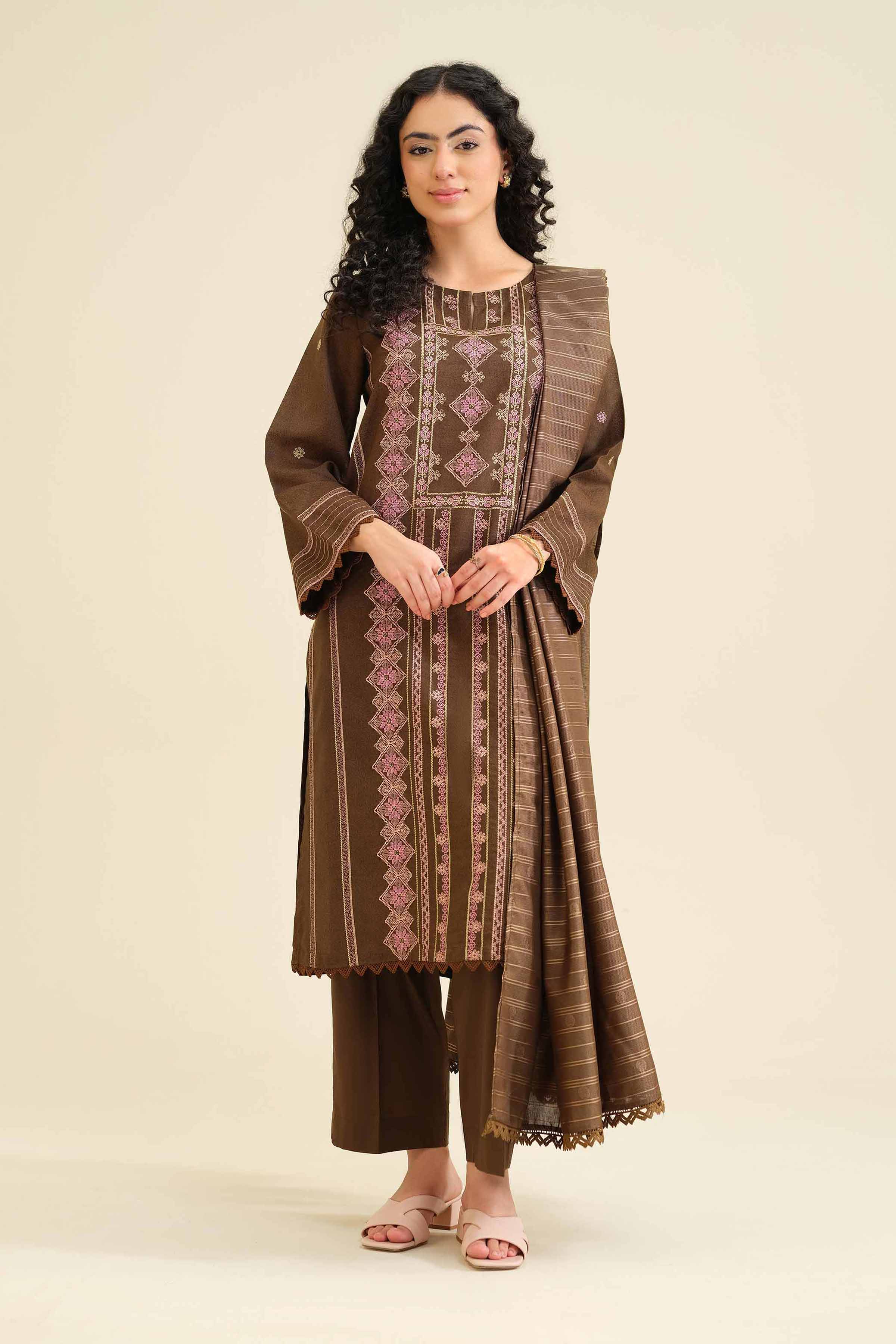 3 Piece - Embroidered Suit - PW25-63 for Women - Pret Collection | Nishat | Shop Online