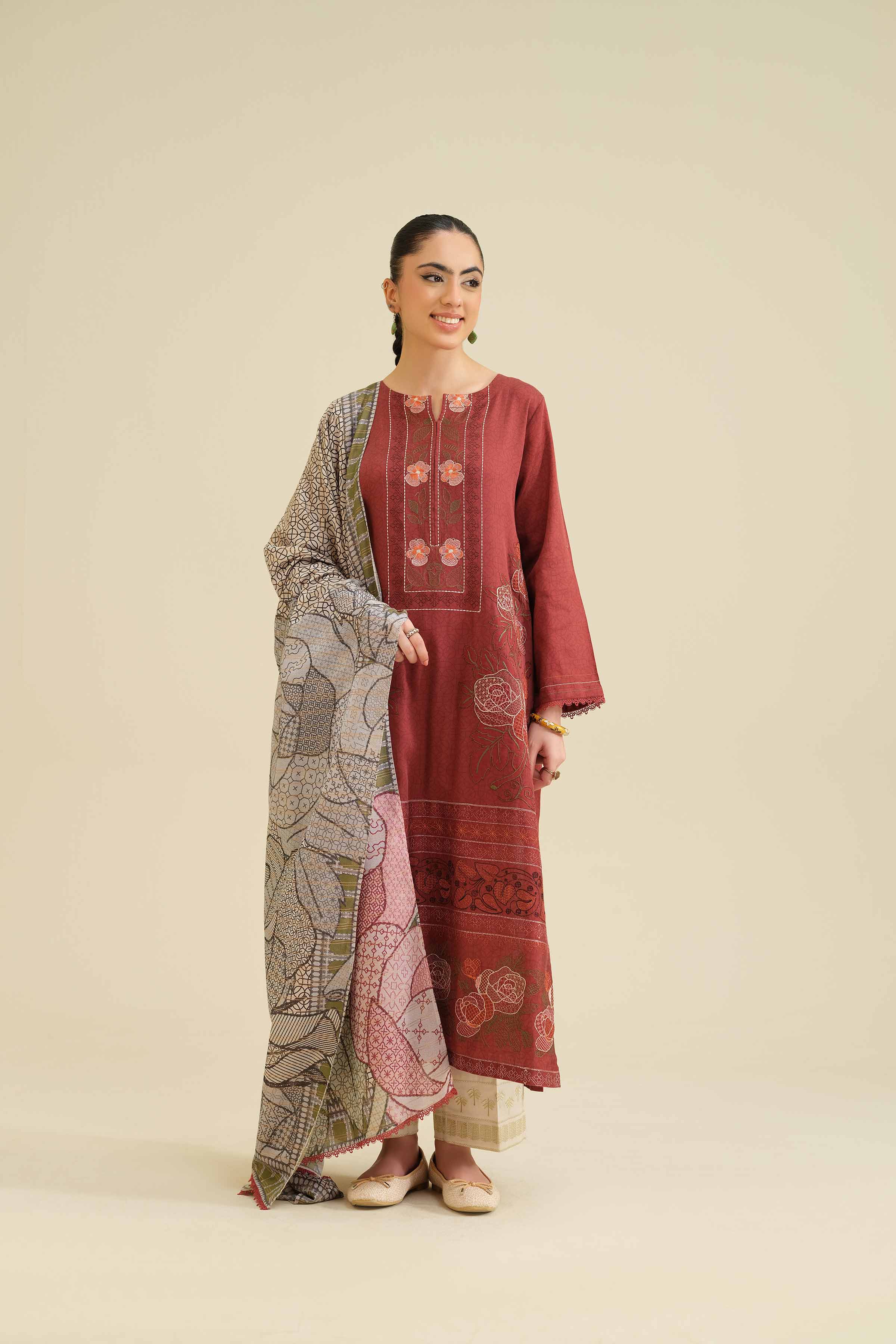 2 Piece - Printed Embroidered Suit - PW25-74 for Women - Pret Collection | Nishat | Shop Online
