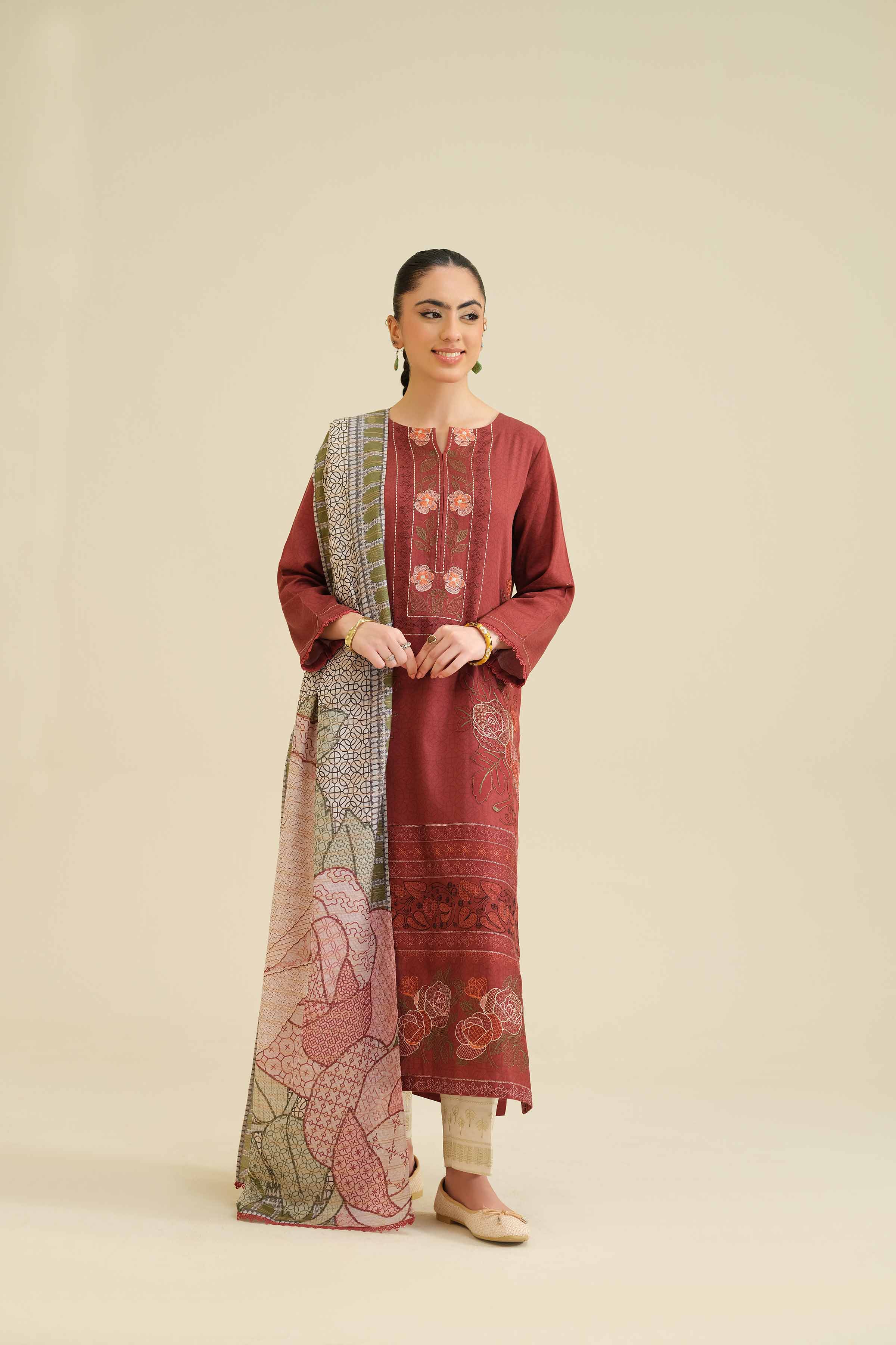 2 Piece - Printed Embroidered Suit - PW25-74 for Women - Pret Collection | Nishat | Shop Online