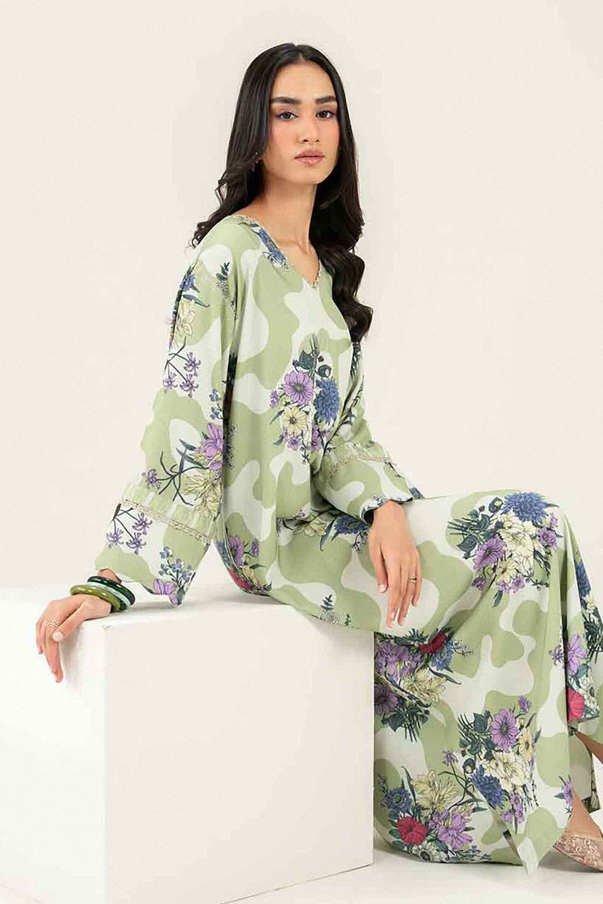 Printed Jalabiya - ST1S-JALA26WV1-1 for Women - Pret Collection | Nishat | Shop Online