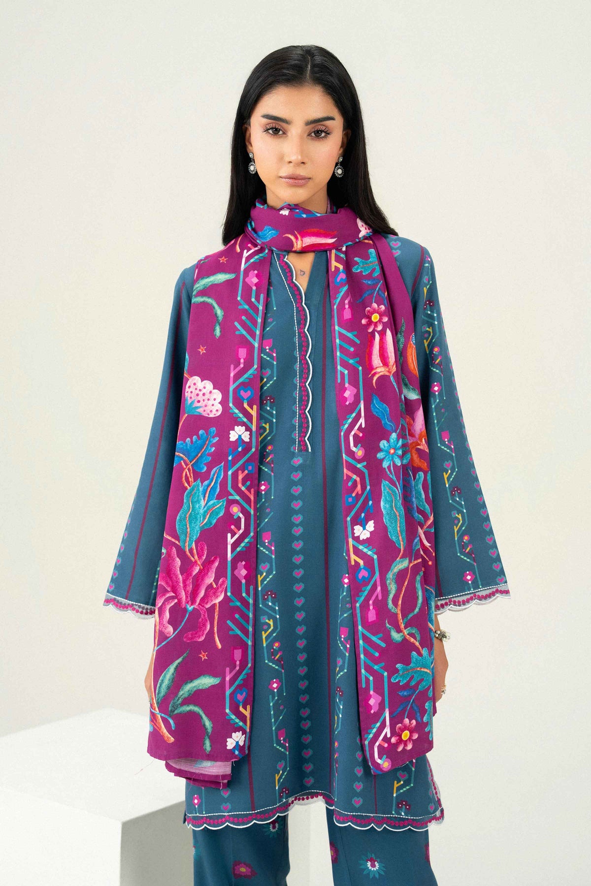 3 Piece - Printed Embroidered Suit - ST3PE-PRET26WV1-27 for Women - Pret Collection | Nishat | Shop Online