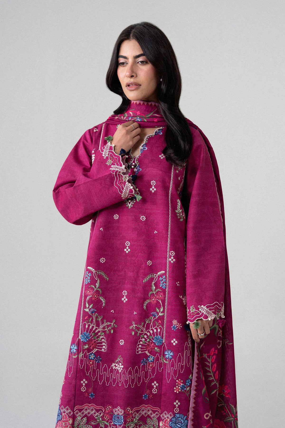 3 Piece - Digital Printed Embroidered Suit - U3PE-NISHA26WV1-139