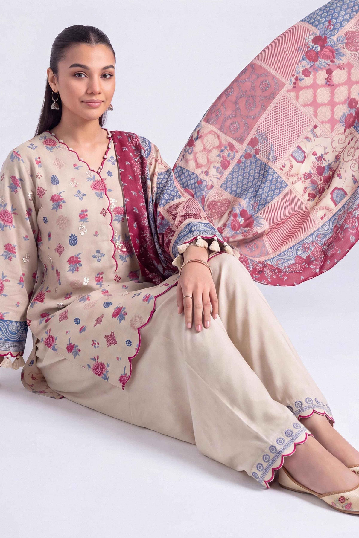 3 Piece - Printed Embroidered Suit - U3PE-NISHA26WV1-76