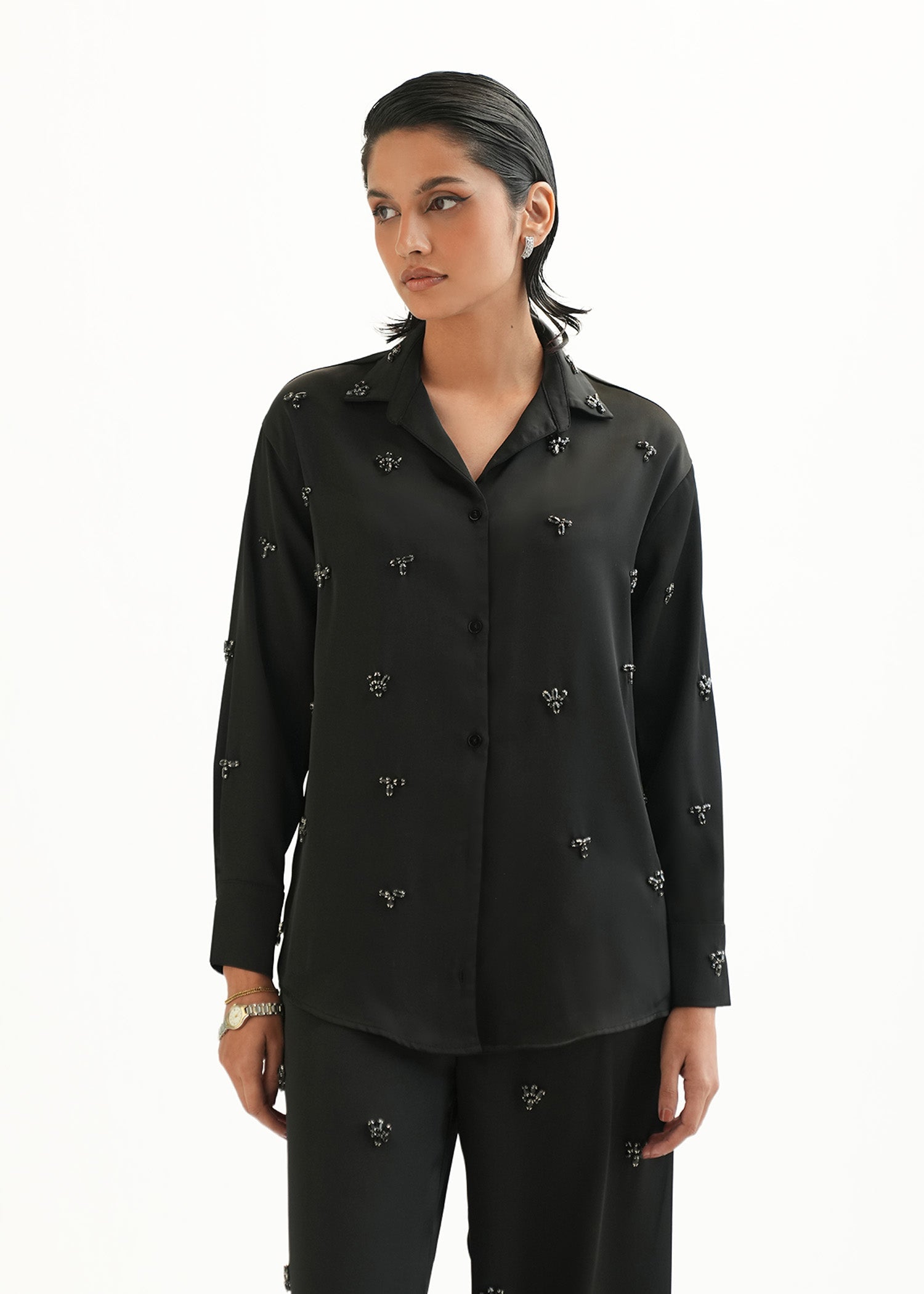 Embellished Satin Shirt - KOA