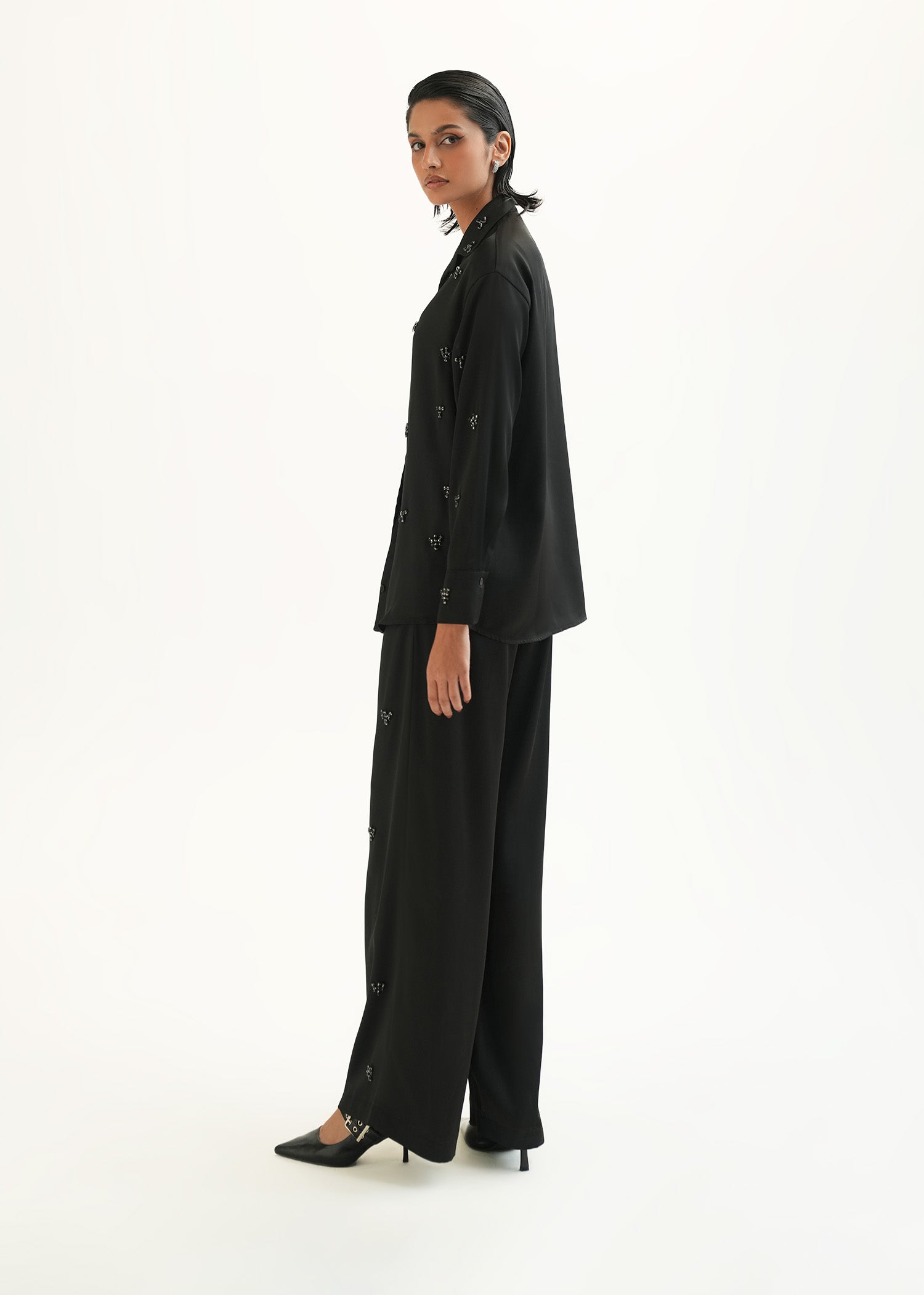 Embellished Satin Shirt - KOA