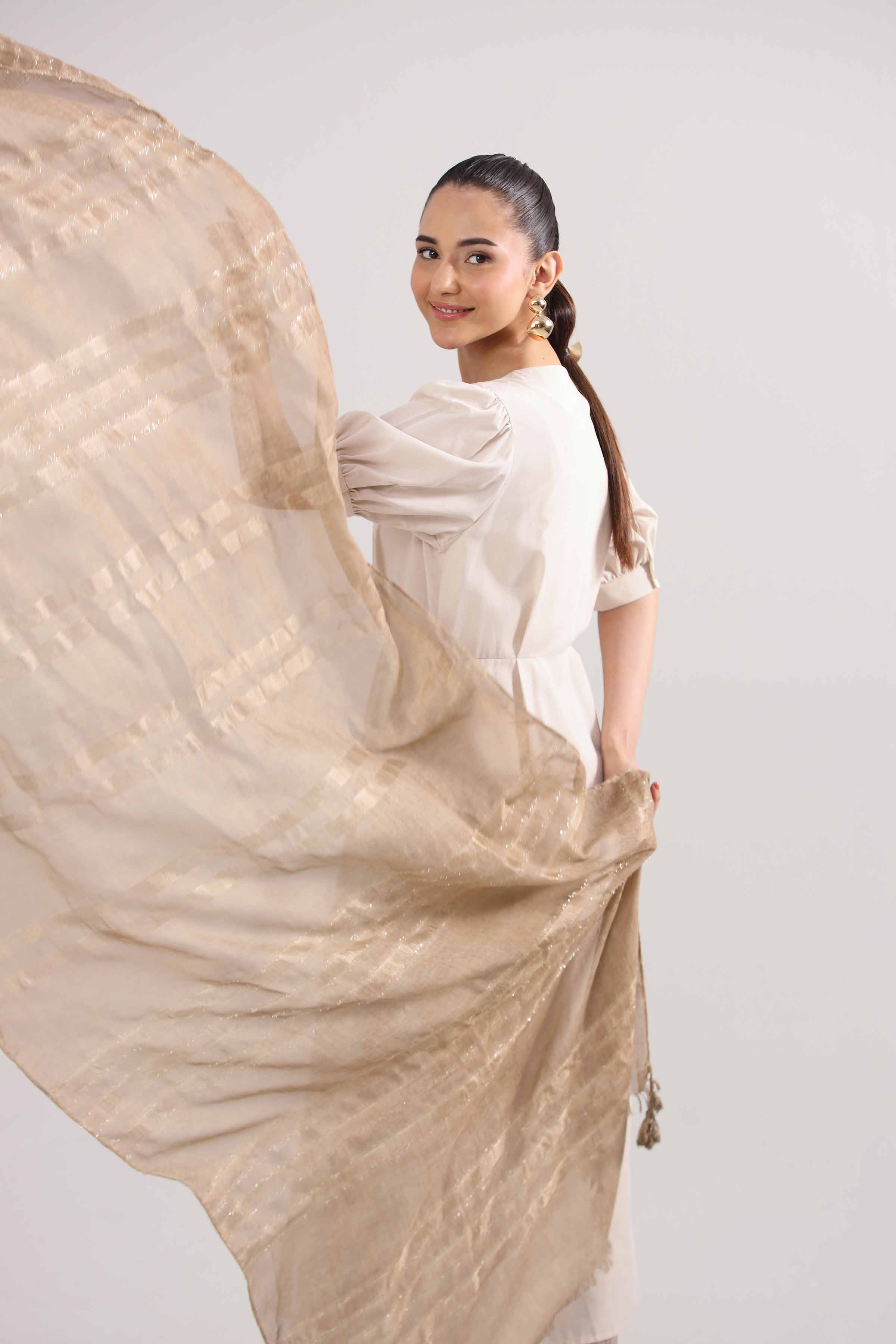 Khaki Women Scarf-442362130 for Women â€“ Scarf Collection | Nishat | Shop Online