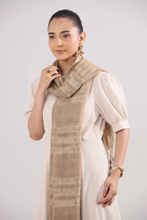 Khaki Women Scarf-442362130 for Women â€“ Scarf Collection | Nishat | Shop Online