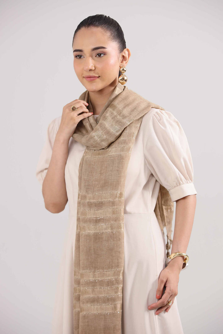 Khaki Women Scarf-442362130 for Women â€“ Scarf Collection | Nishat | Shop Online