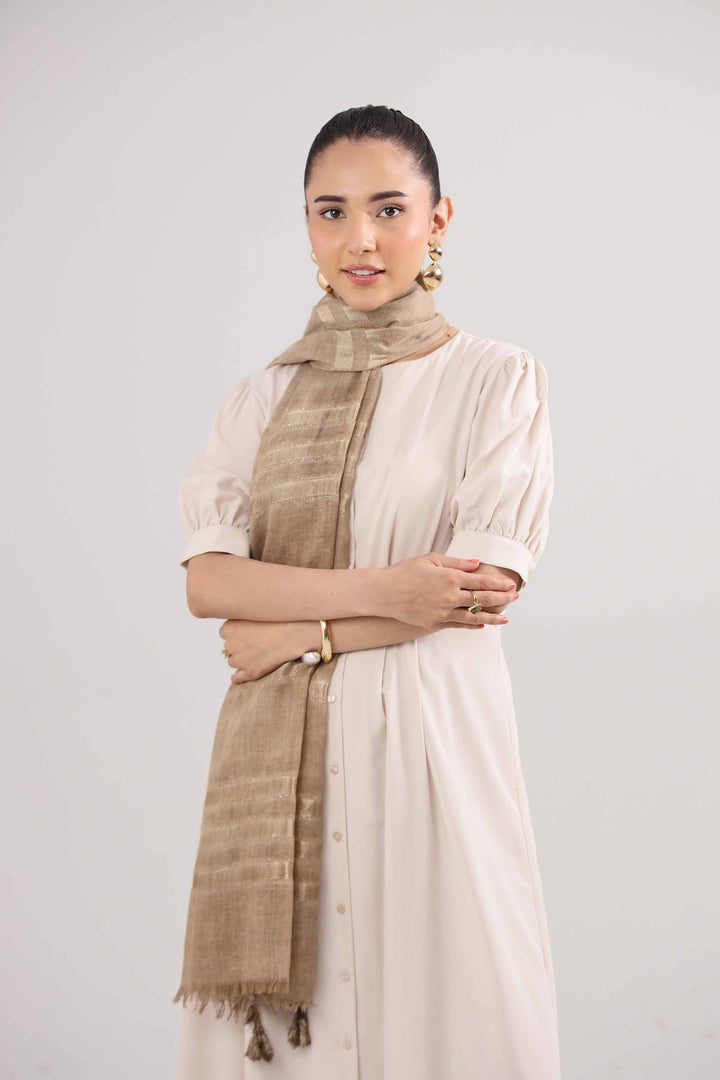 Khaki Women Scarf-442362130 for Women â€“ Scarf Collection | Nishat | Shop Online