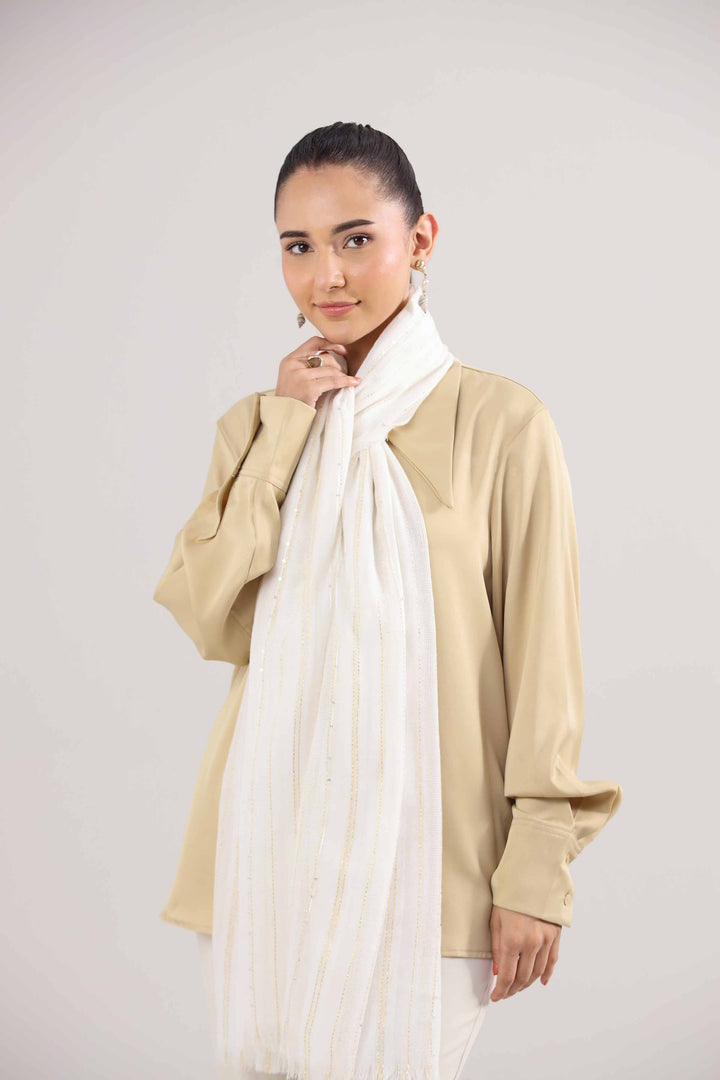 Off White Women Scarf-442402107 for Women â€“ Scarf Collection | Nishat | Shop Online