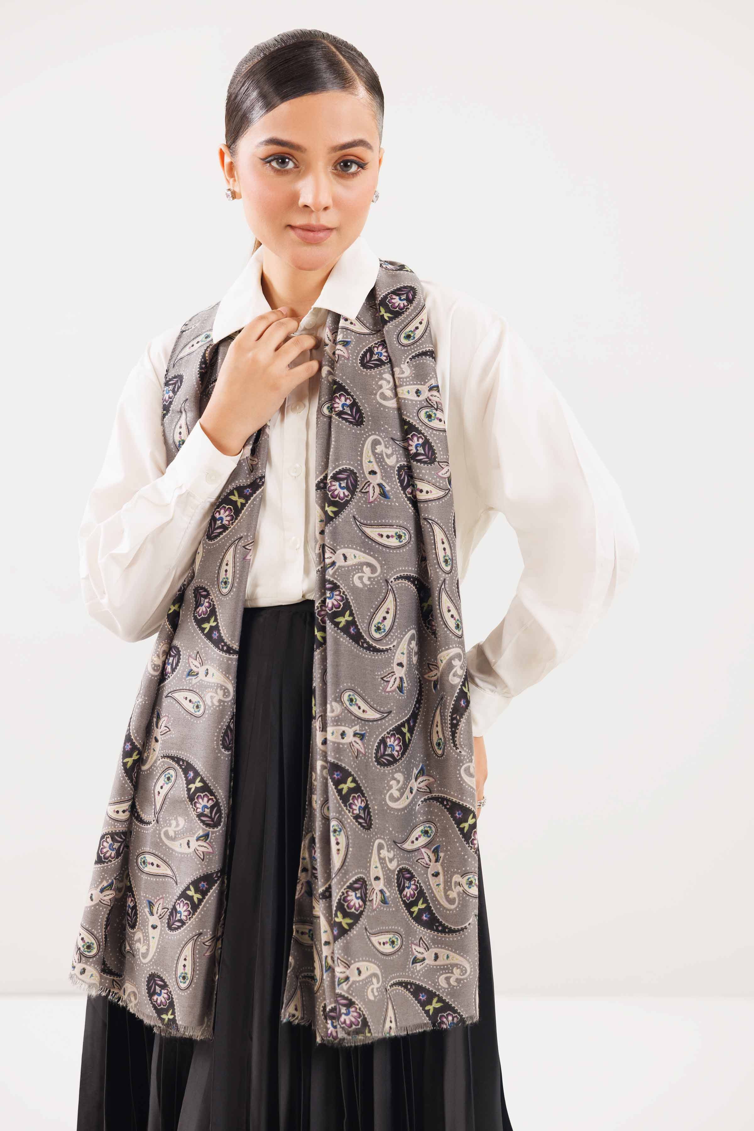 Grey Women Scarf-442752111 for Women â€“ Scarf Collection | Nishat | Shop Online