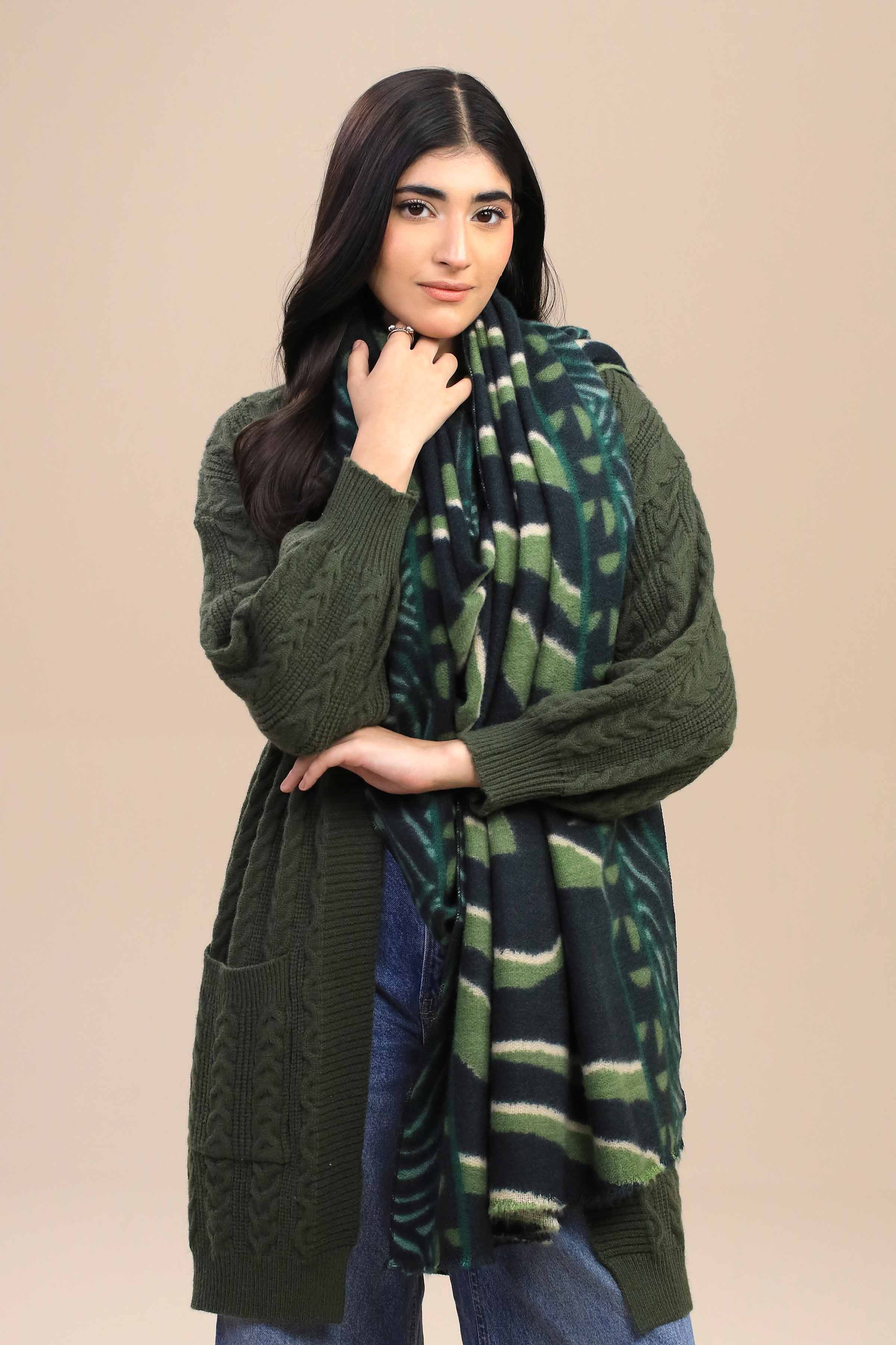 Green Women Shawl-446052104 for Women â€“ Winter Women Shawl Collection | Nishat | Shop Online