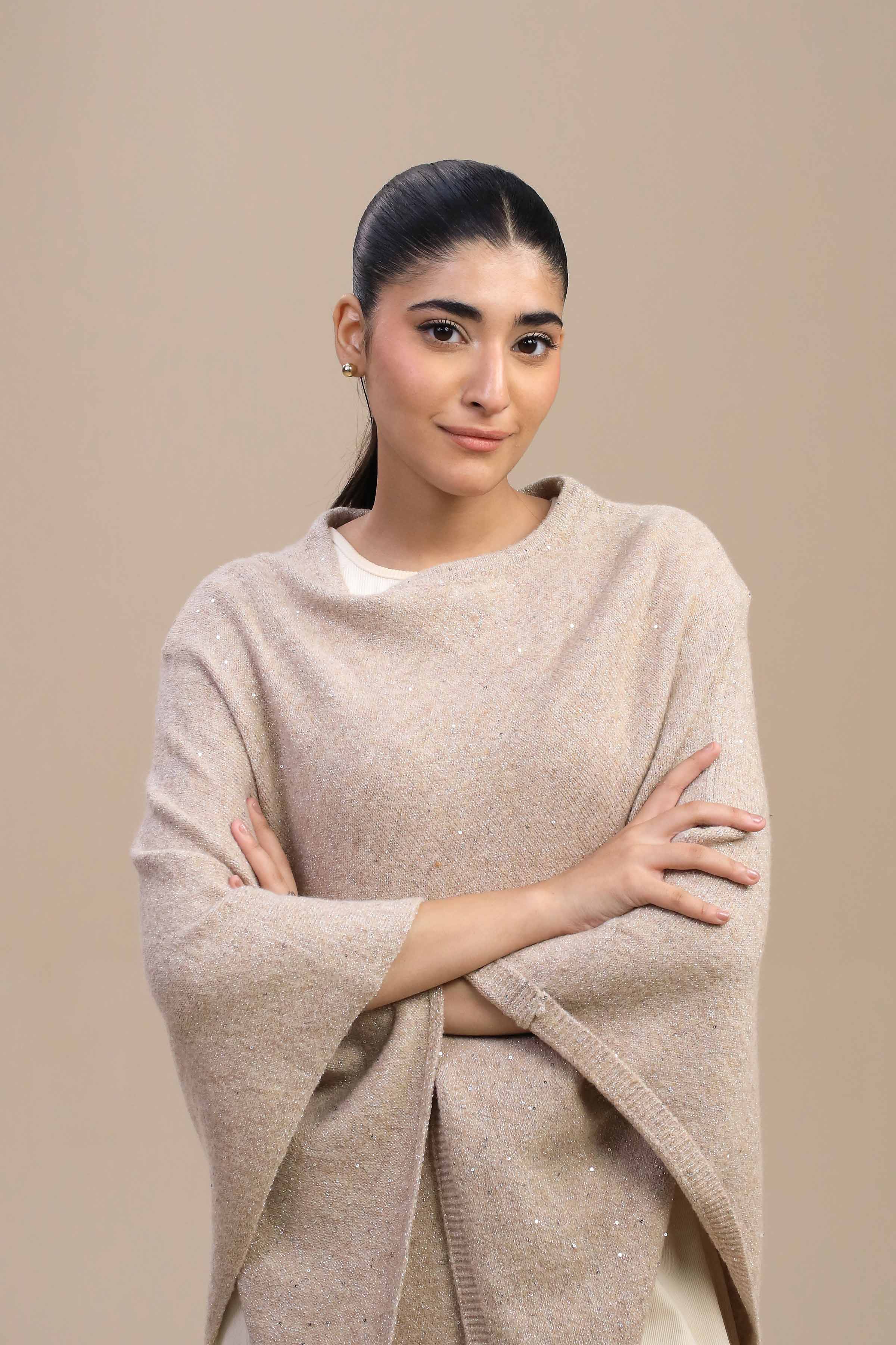 Beige Cape Shawl-446152118 for Women â€“ Winter Women Shawl Collection | Nishat | Shop Online