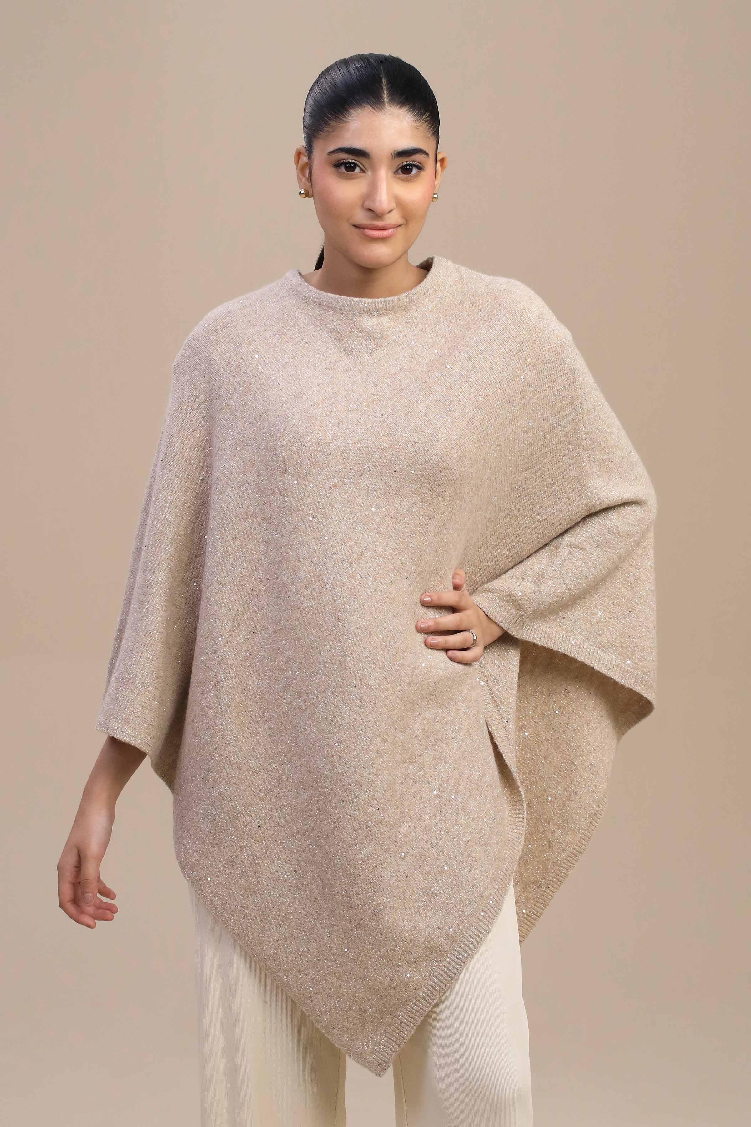 Beige Cape Shawl-446152118 for Women â€“ Winter Women Shawl Collection | Nishat | Shop Online