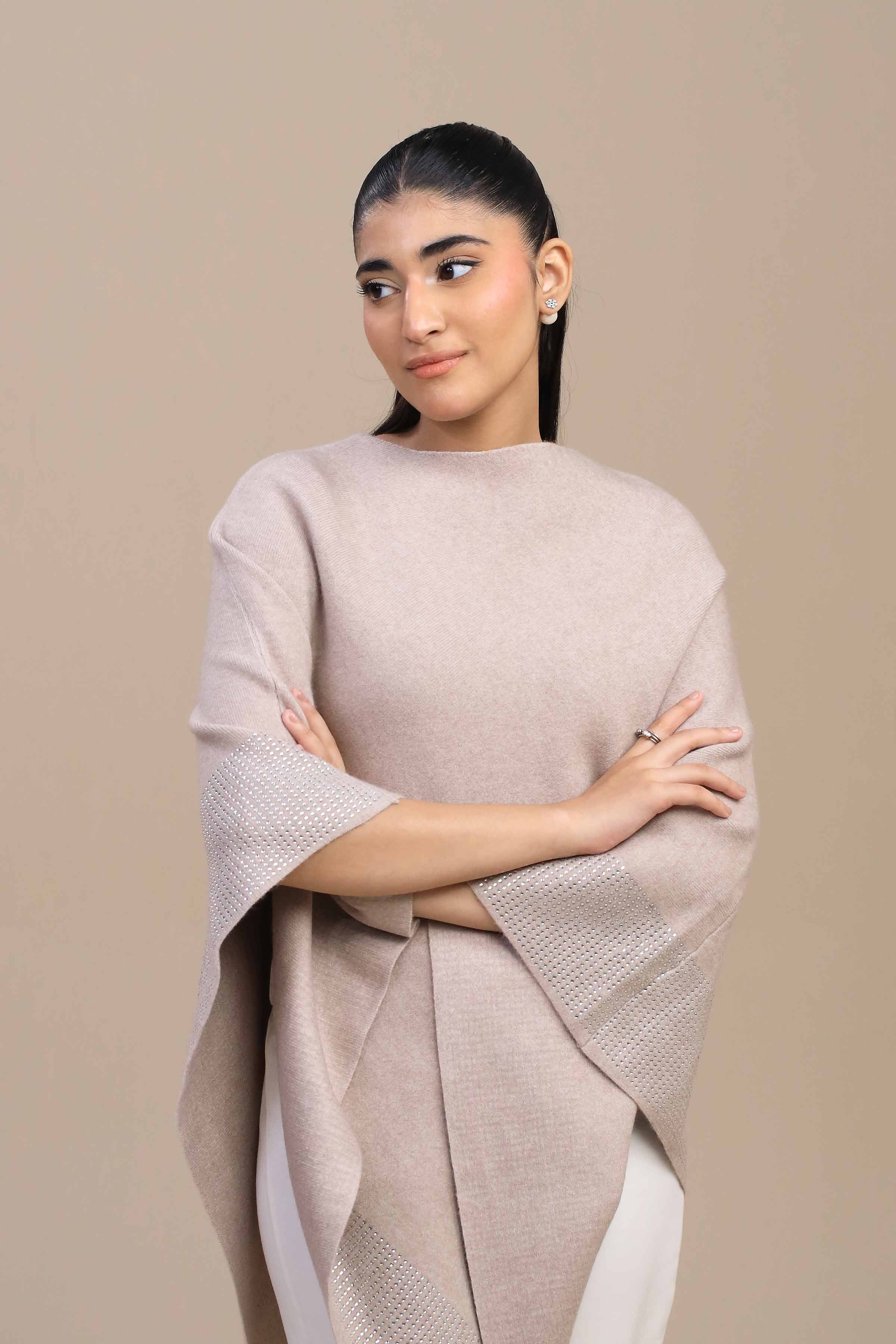 Beige Cape Shawl-446172118 for Women â€“ Winter Women Shawl Collection | Nishat | Shop Online