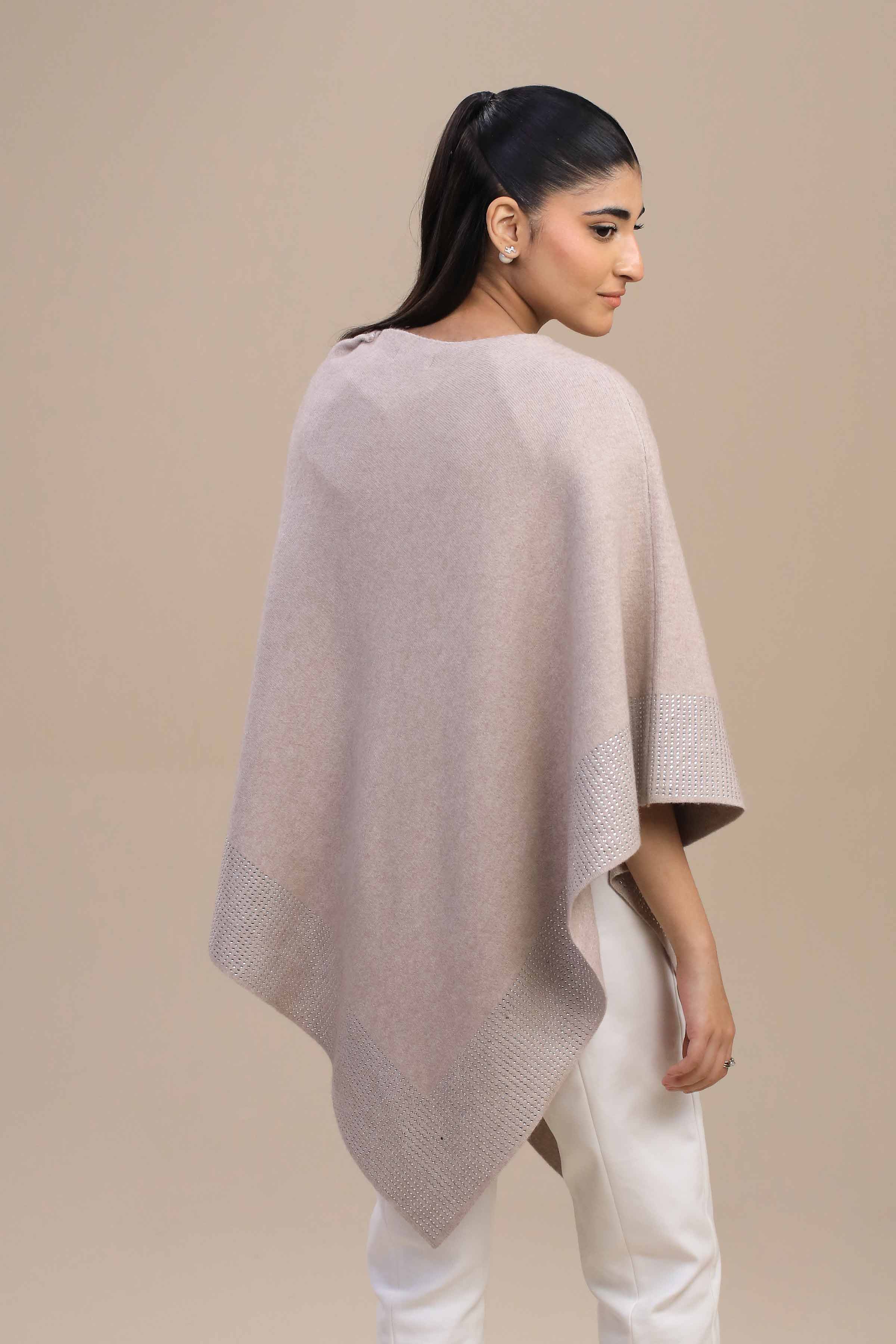 Beige Cape Shawl-446172118 for Women â€“ Winter Women Shawl Collection | Nishat | Shop Online
